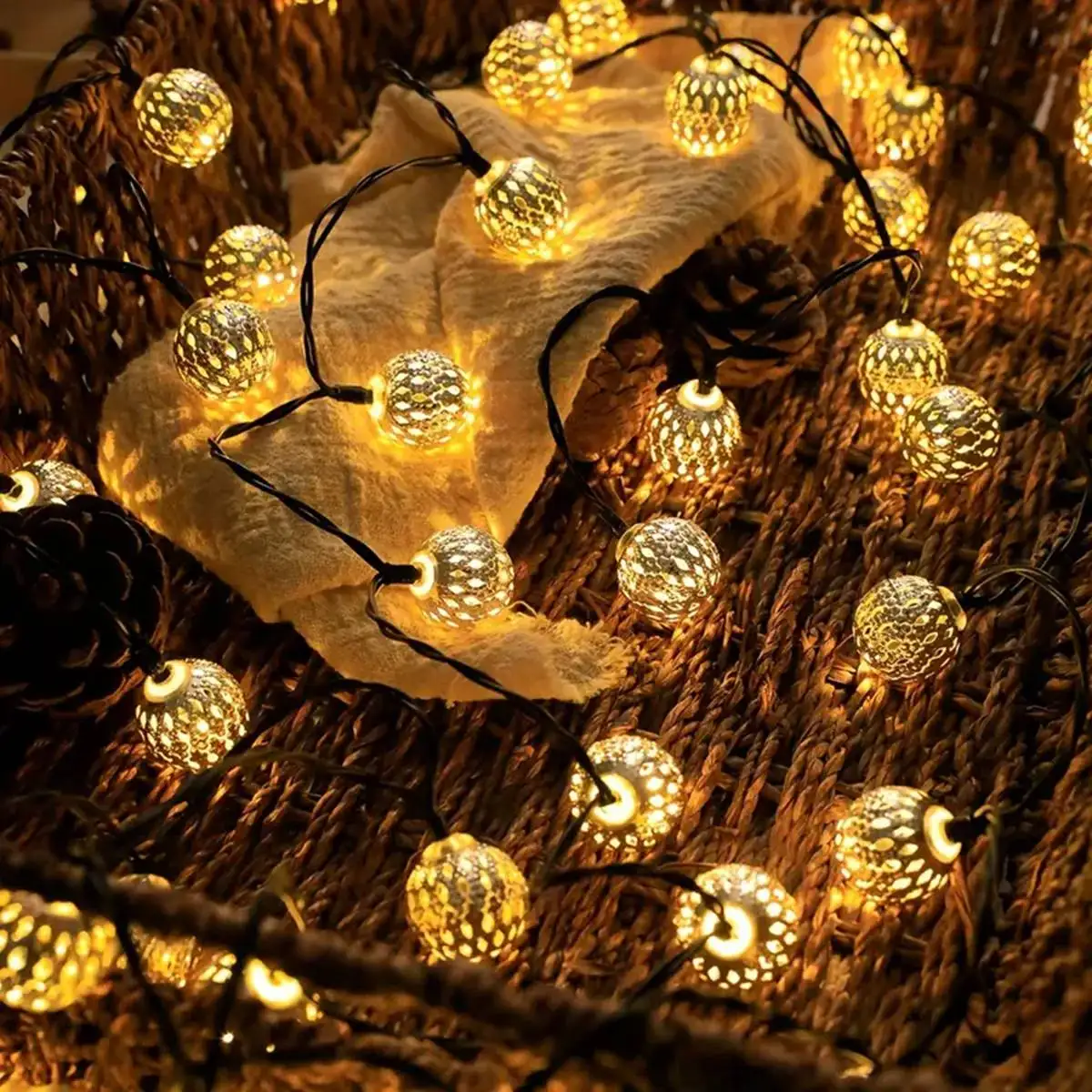 Moroccan Ball Solar String Lights Outdoor LED Fairy Lights for Garden Party Decor - Image 2