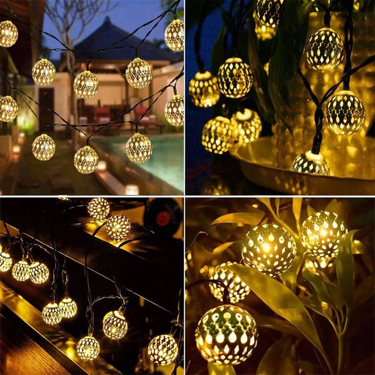Moroccan Ball Solar String Lights Outdoor LED Fairy Lights for Garden Party Decor - Image 6