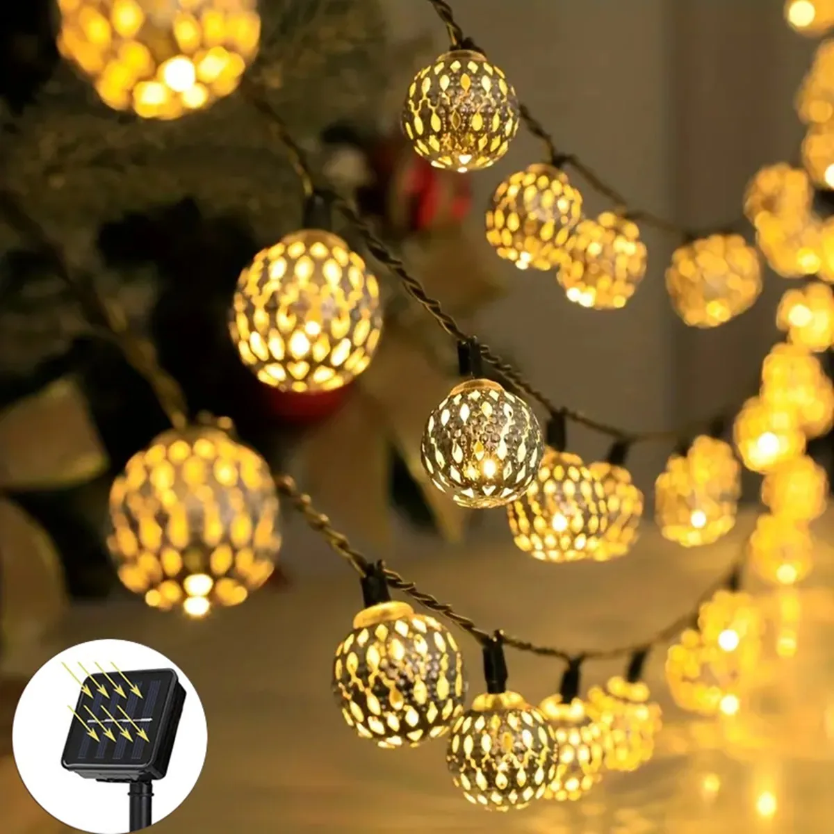 Moroccan Ball Solar String Lights Outdoor LED Fairy Lights for Garden Party Decor - Image 7