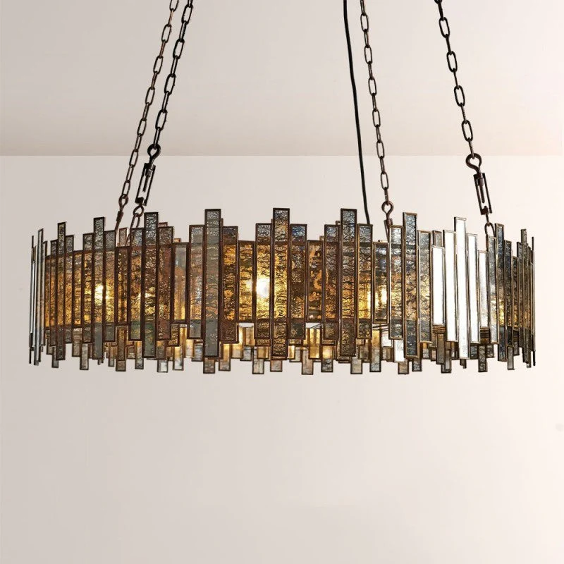 Moroccan Mirrored Glass Chandelier 24" 36" E12 Brass Fixture - Image 2