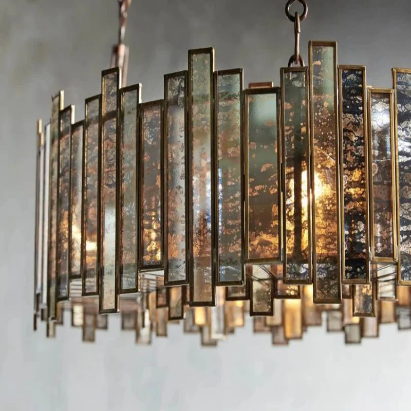 Moroccan Mirrored Glass Chandelier 24" 36" E12 Brass Fixture - Image 6