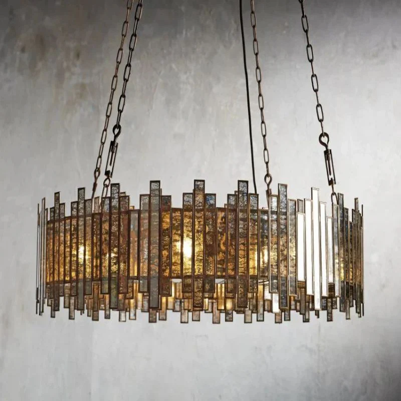 Moroccan Mirrored Glass Chandelier 24" 36" E12 Brass Fixture - Image 8