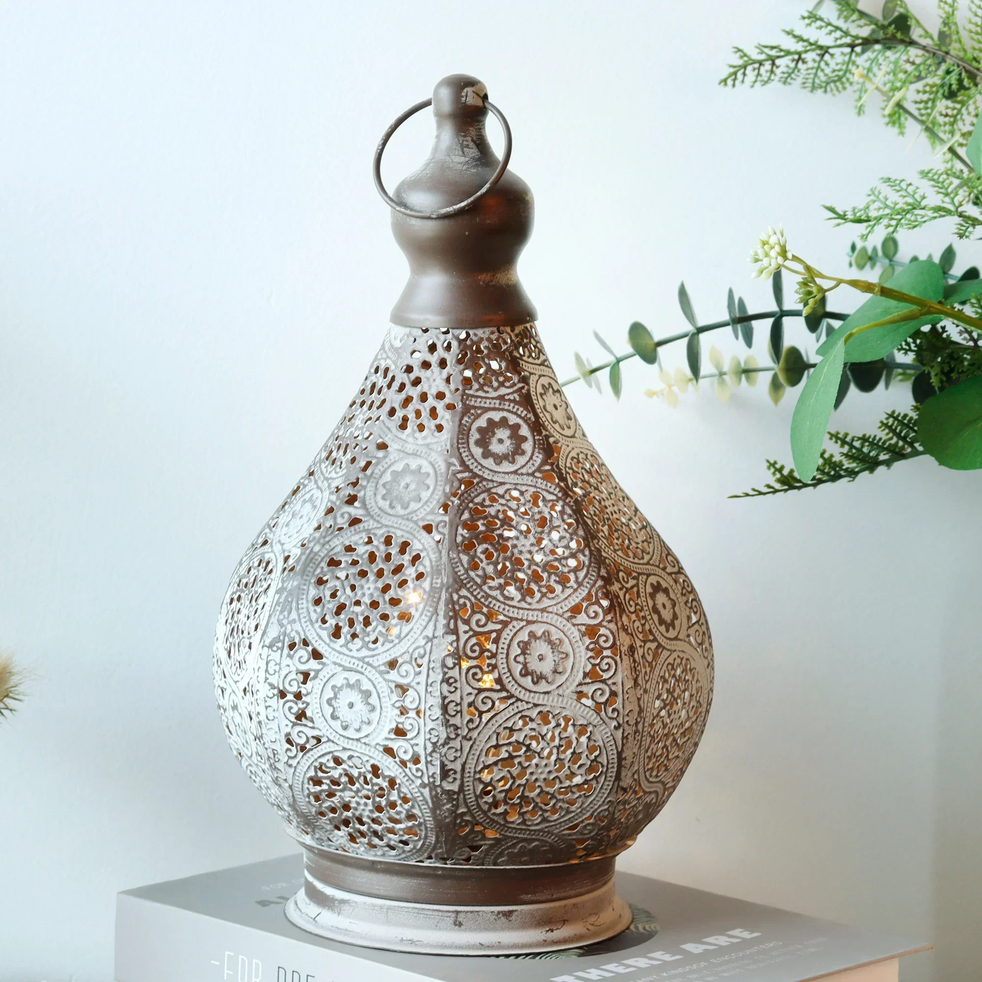 Moroccan Table Lamp Battery Operated Retro Hanging Candle Style Bedside Light Decor