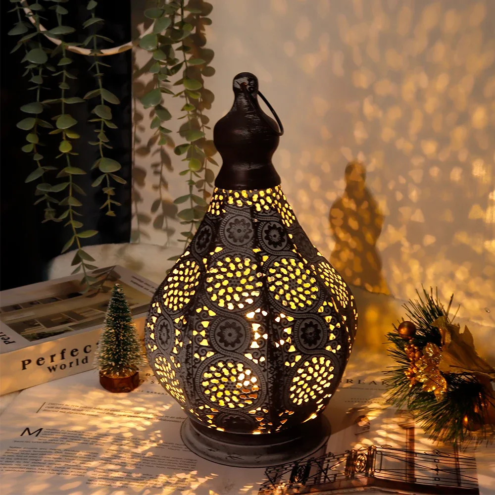 Moroccan Table Lamp Battery Operated Retro Hanging Candle Style Bedside Light Decor - Image 2