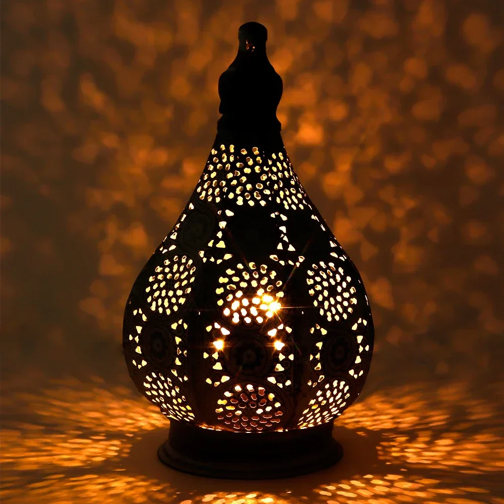 Moroccan Table Lamp Battery Operated Retro Hanging Candle Style Bedside Light Decor - Image 3