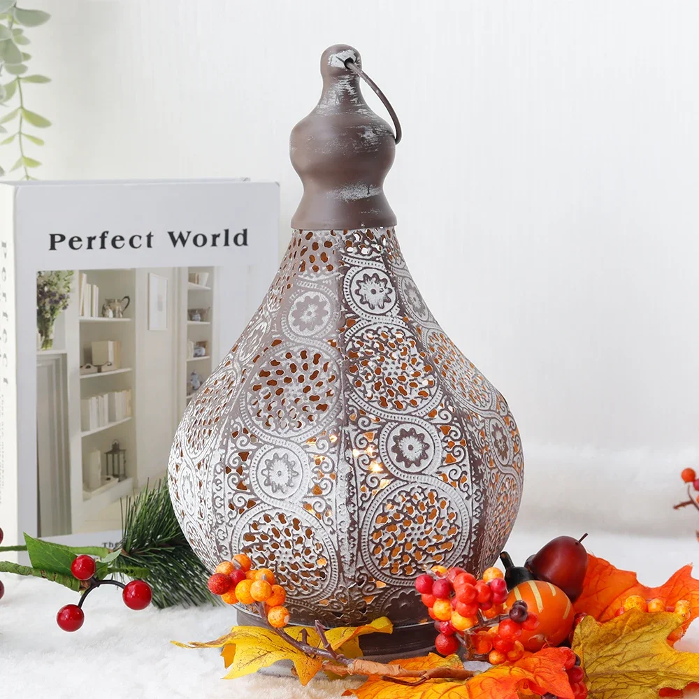 Moroccan Table Lamp Battery Operated Retro Hanging Candle Style Bedside Light Decor - Image 4