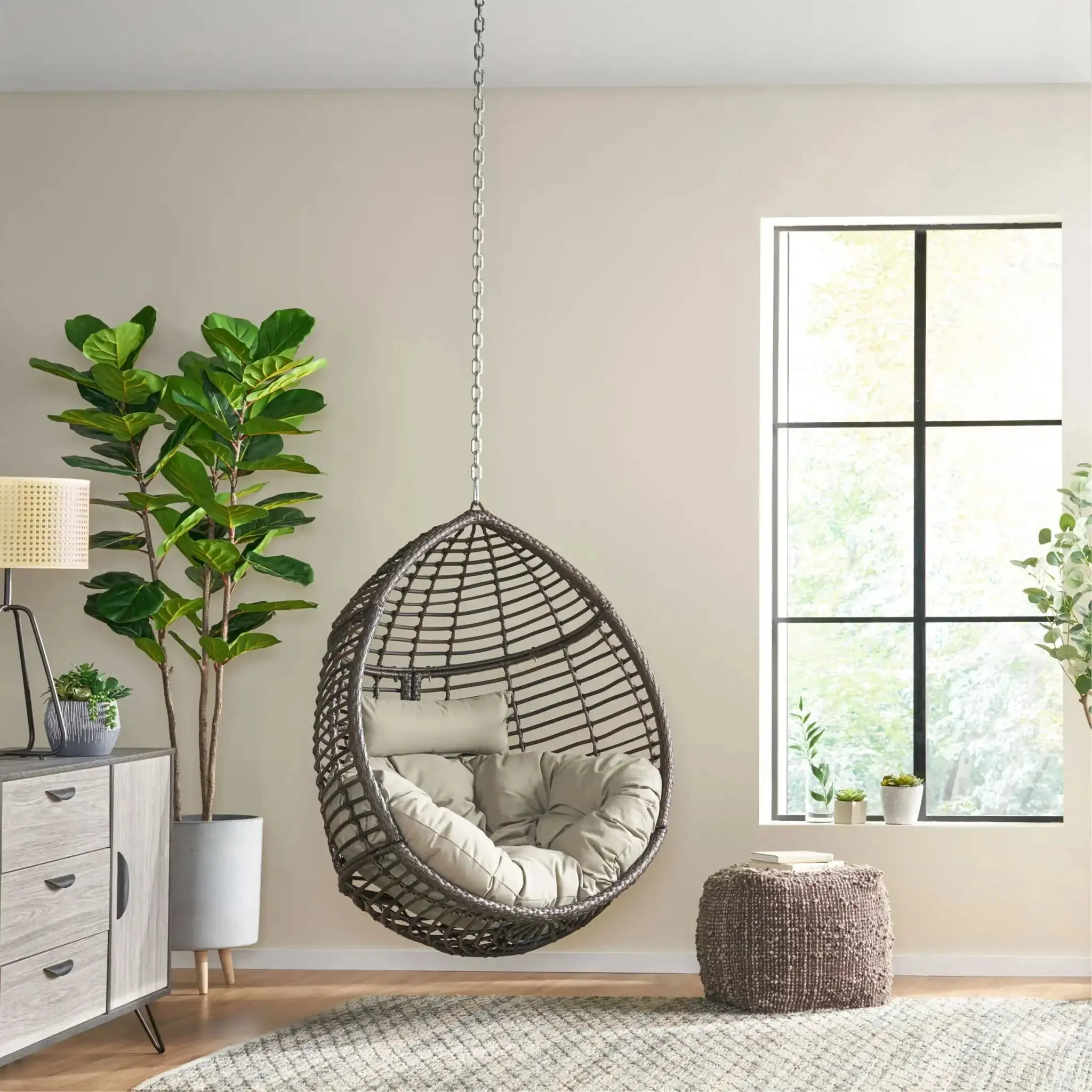Morris Teardrop - Hanging Chair With Chain And Water Resistant Cushions - Image 5