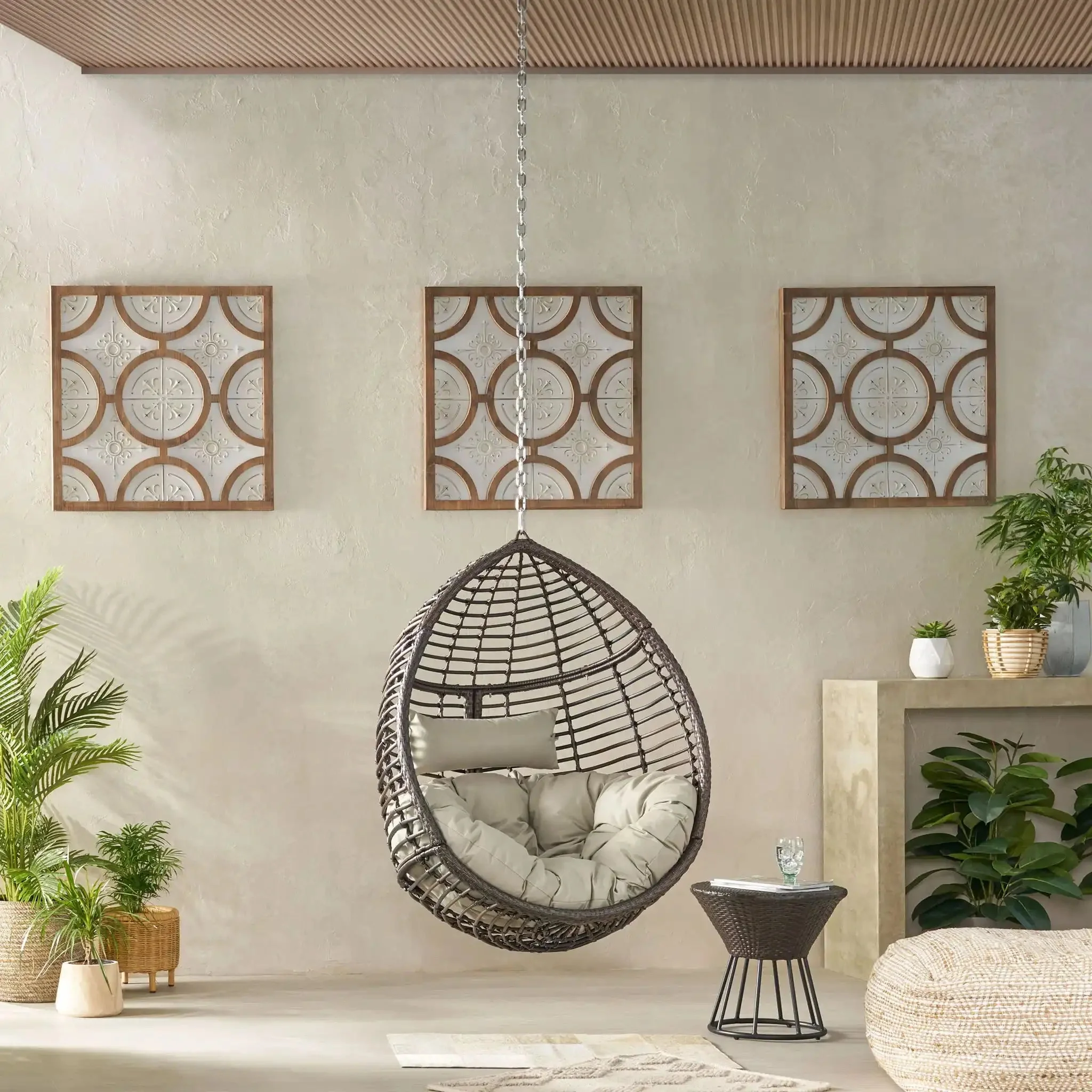 Morris Teardrop - Hanging Chair With Chain And Water Resistant Cushions - Image 7