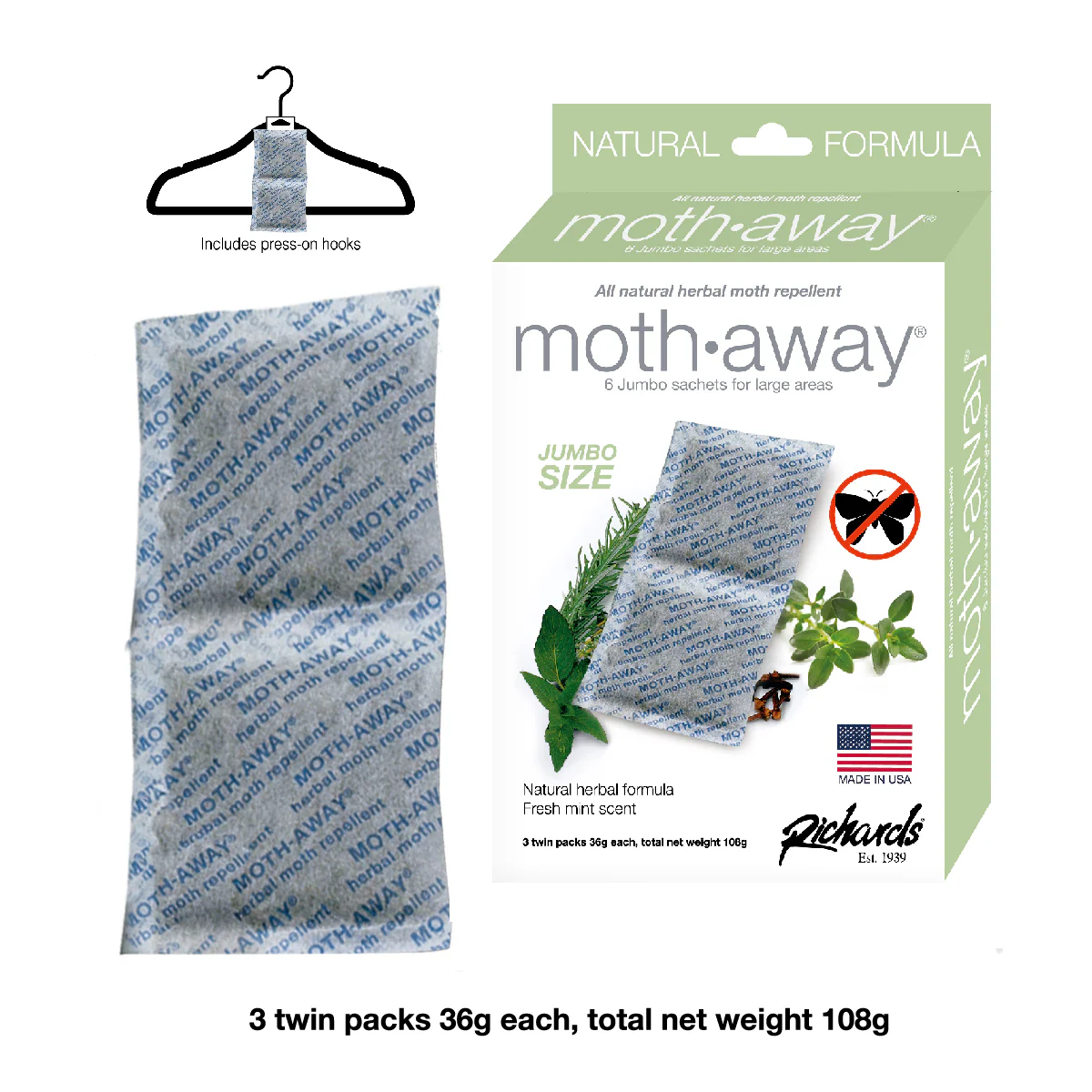 Moth Away Sachets Nontoxic (White 7" x 4.5") Jumbo - Image 11