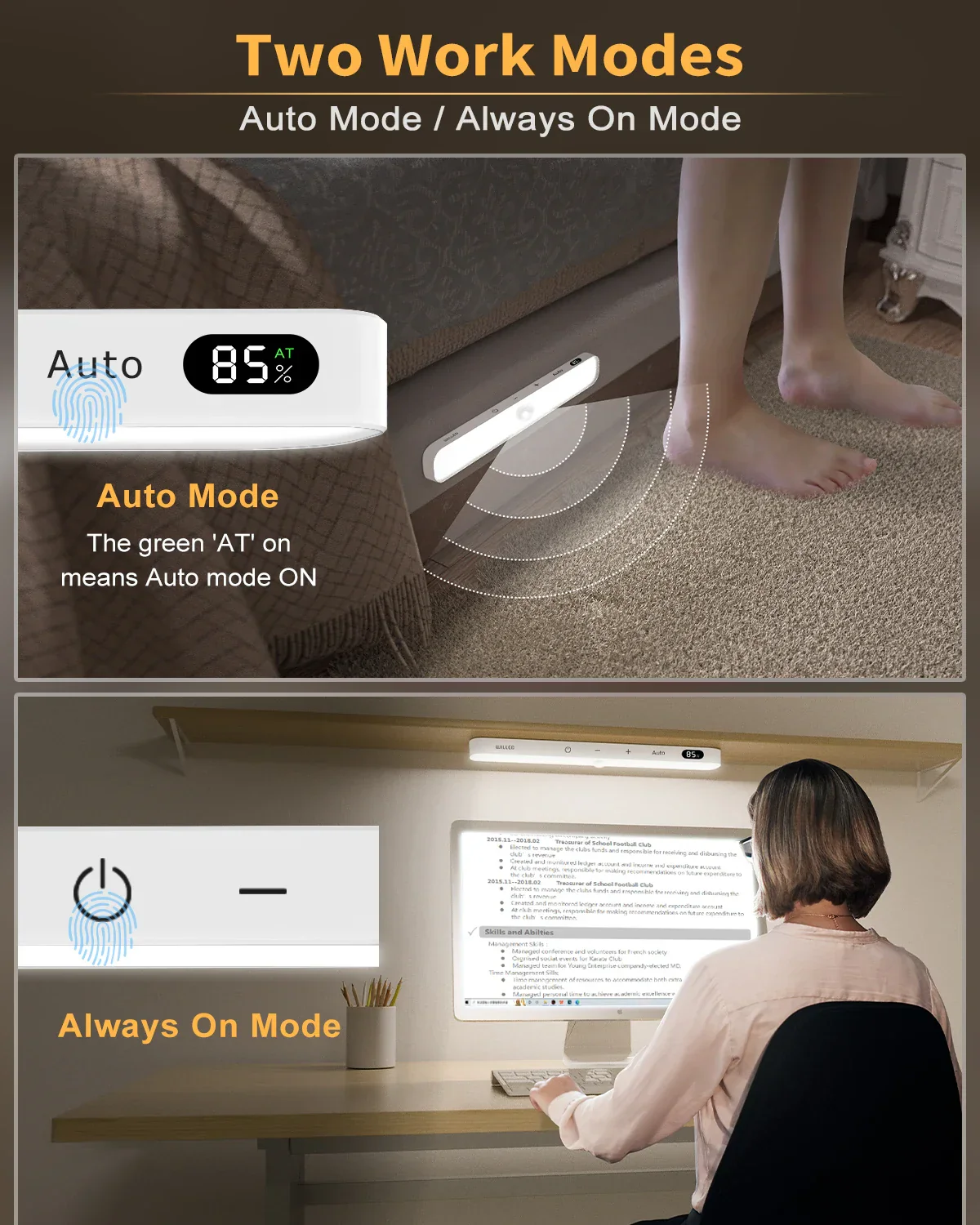 Motion Sensor LED Cabinet Light 60LED Rechargeable Wireless Under Cabinet Lamp - Image 3