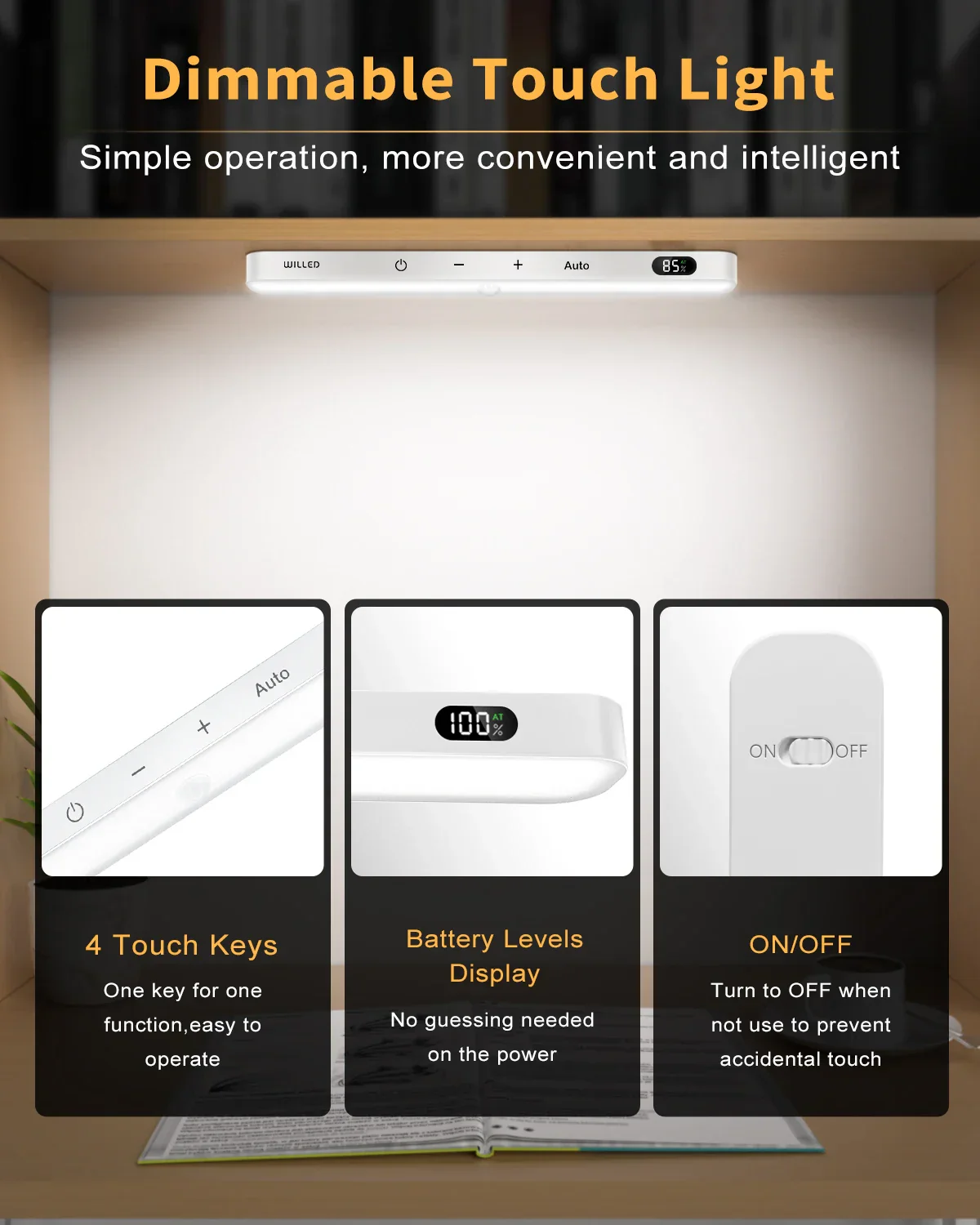 Motion Sensor LED Cabinet Light 60LED Rechargeable Wireless Under Cabinet Lamp - Image 5