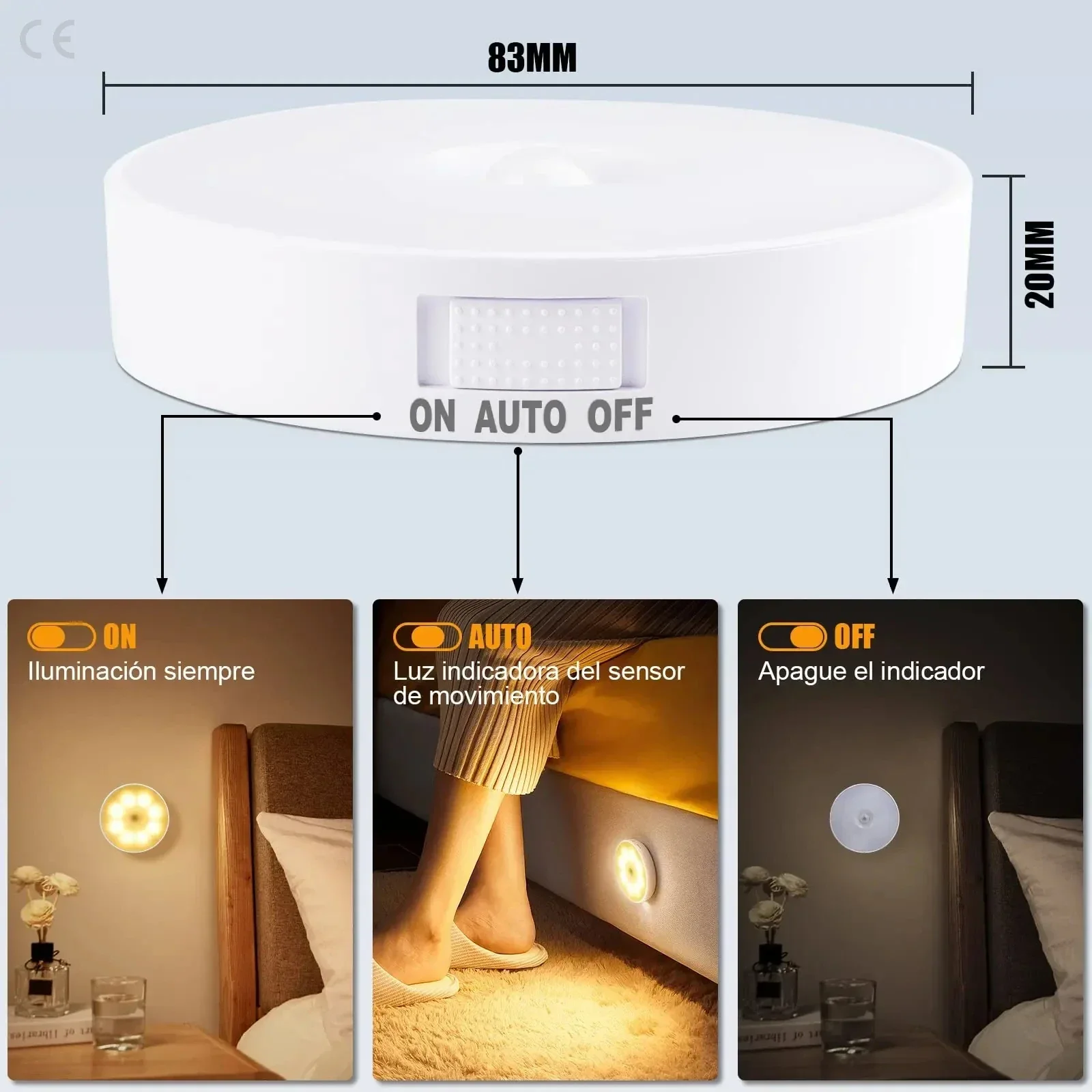 Motion Sensor Magnetic LED Night Light USB Rechargeable Wireless Closet Cabinet Lamp - Image 6
