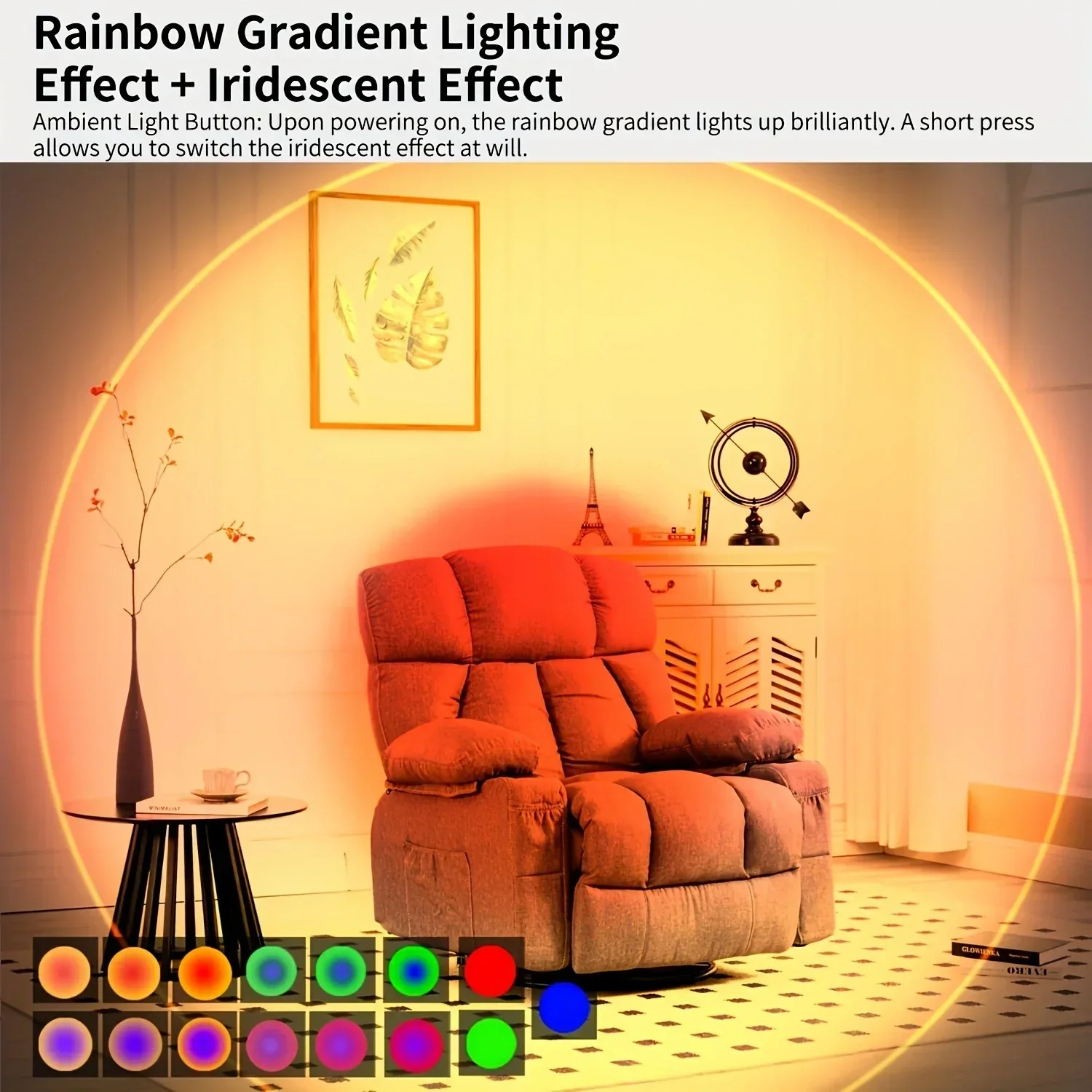 Motion Sensor RGB Night Light Magnetic Wireless Rechargeable LED Wall Sunset Lamp - Image 2