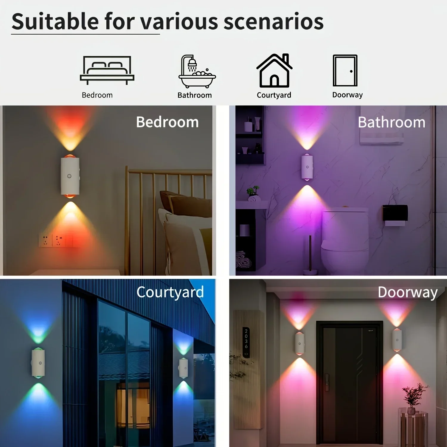 Motion Sensor RGB Night Light Magnetic Wireless Rechargeable LED Wall Sunset Lamp - Image 4