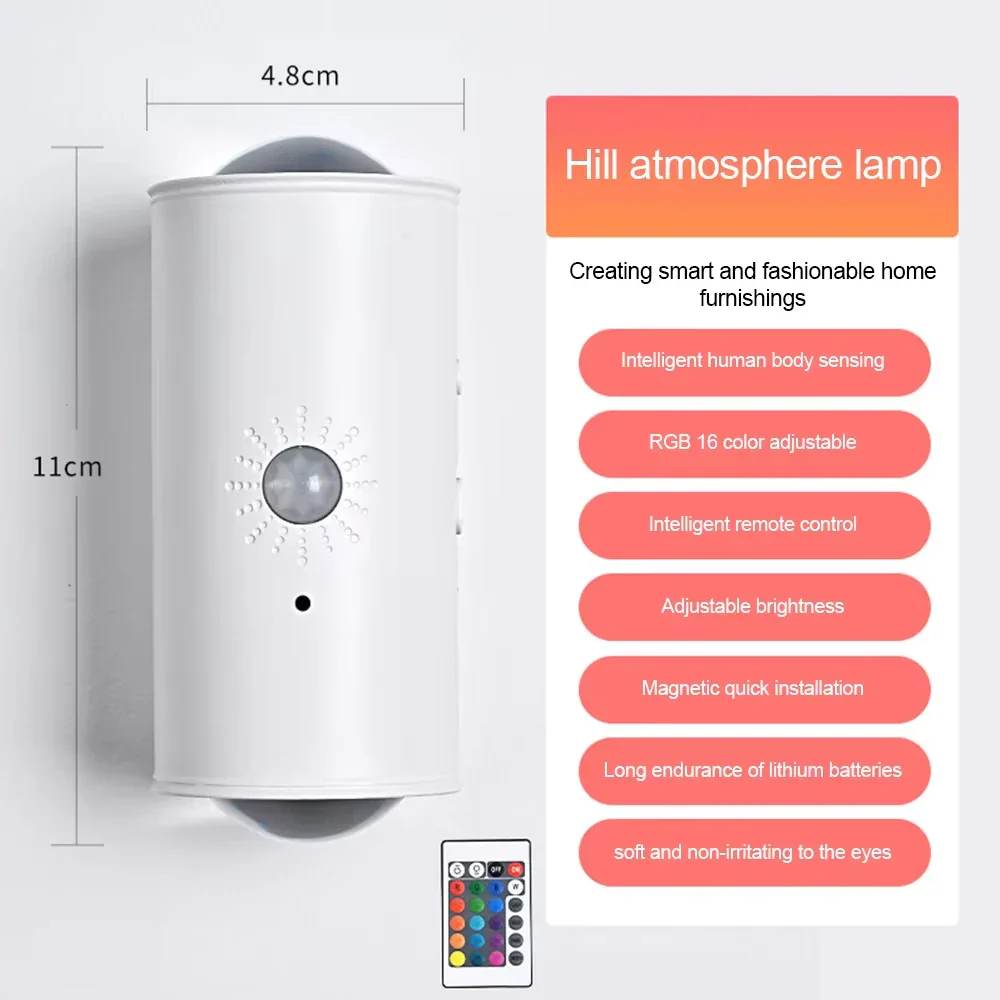Motion Sensor RGB Night Light Magnetic Wireless Rechargeable LED Wall Sunset Lamp - Image 7