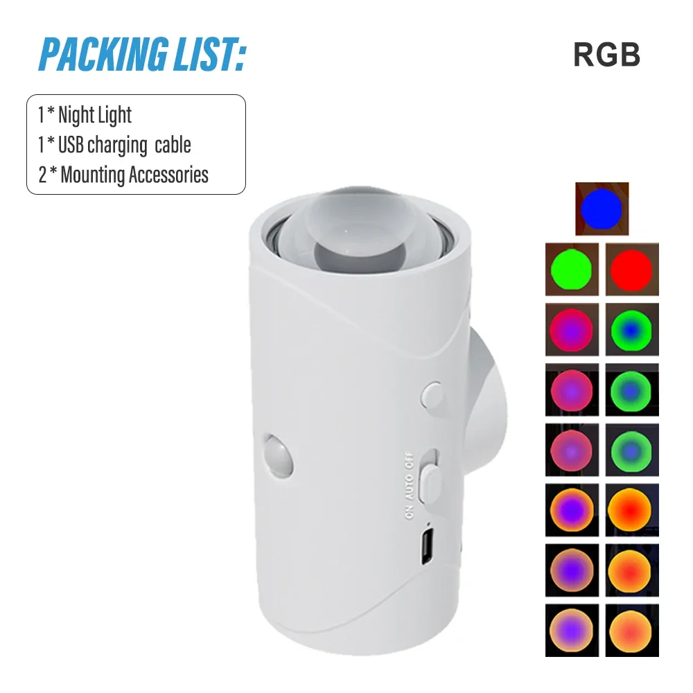 Motion Sensor RGB Night Light Magnetic Wireless Rechargeable LED Wall Sunset Lamp - Image 9