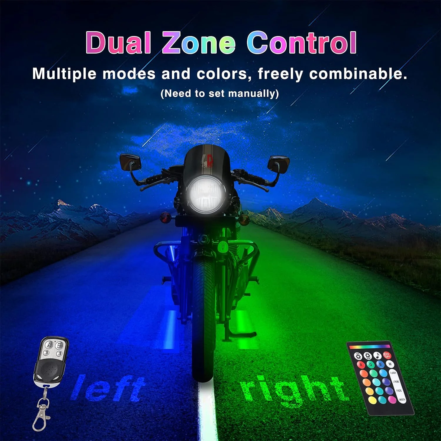 Motorcycle RGB LED Light Kit 12PCS Bluetooth Underglow with Brake & Turn Signal - Image 7
