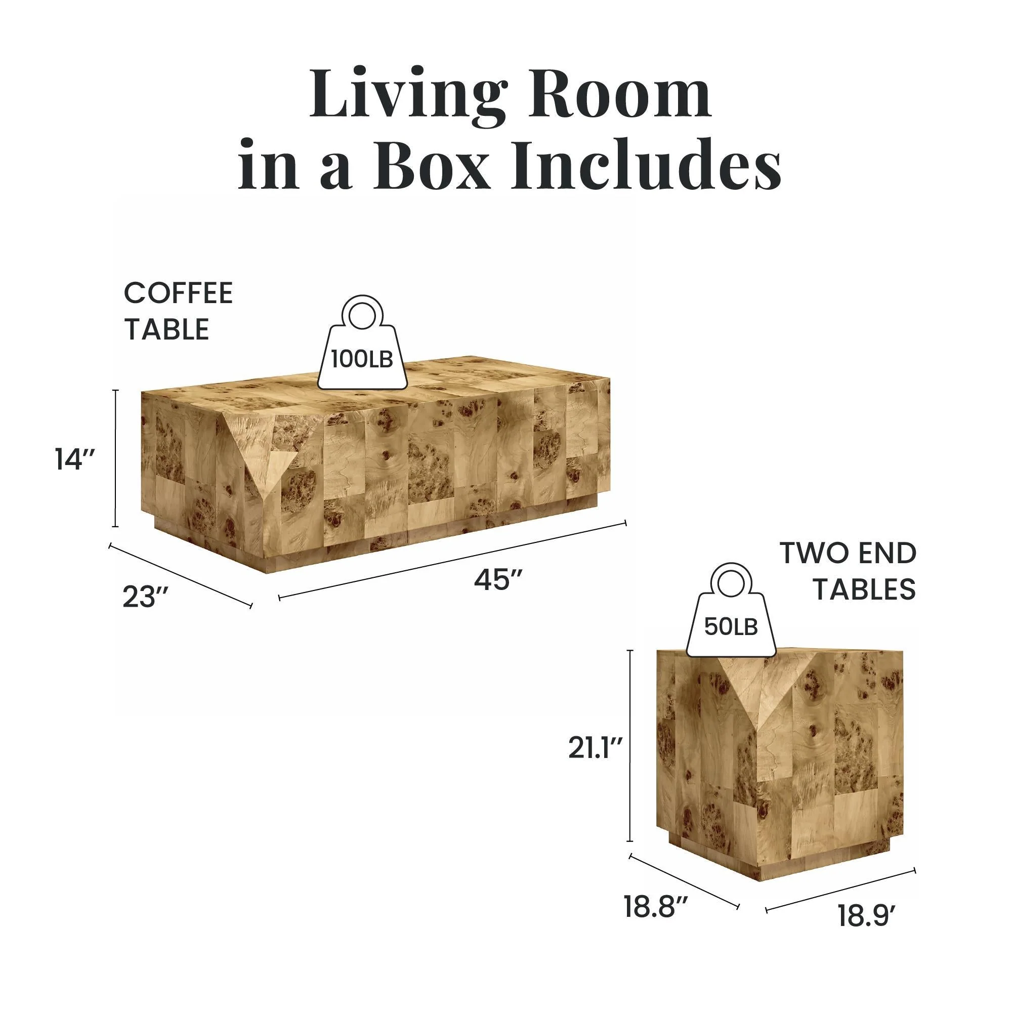 Moxie - 3 Piece Coffee And End Table Set - Brown - Image 3