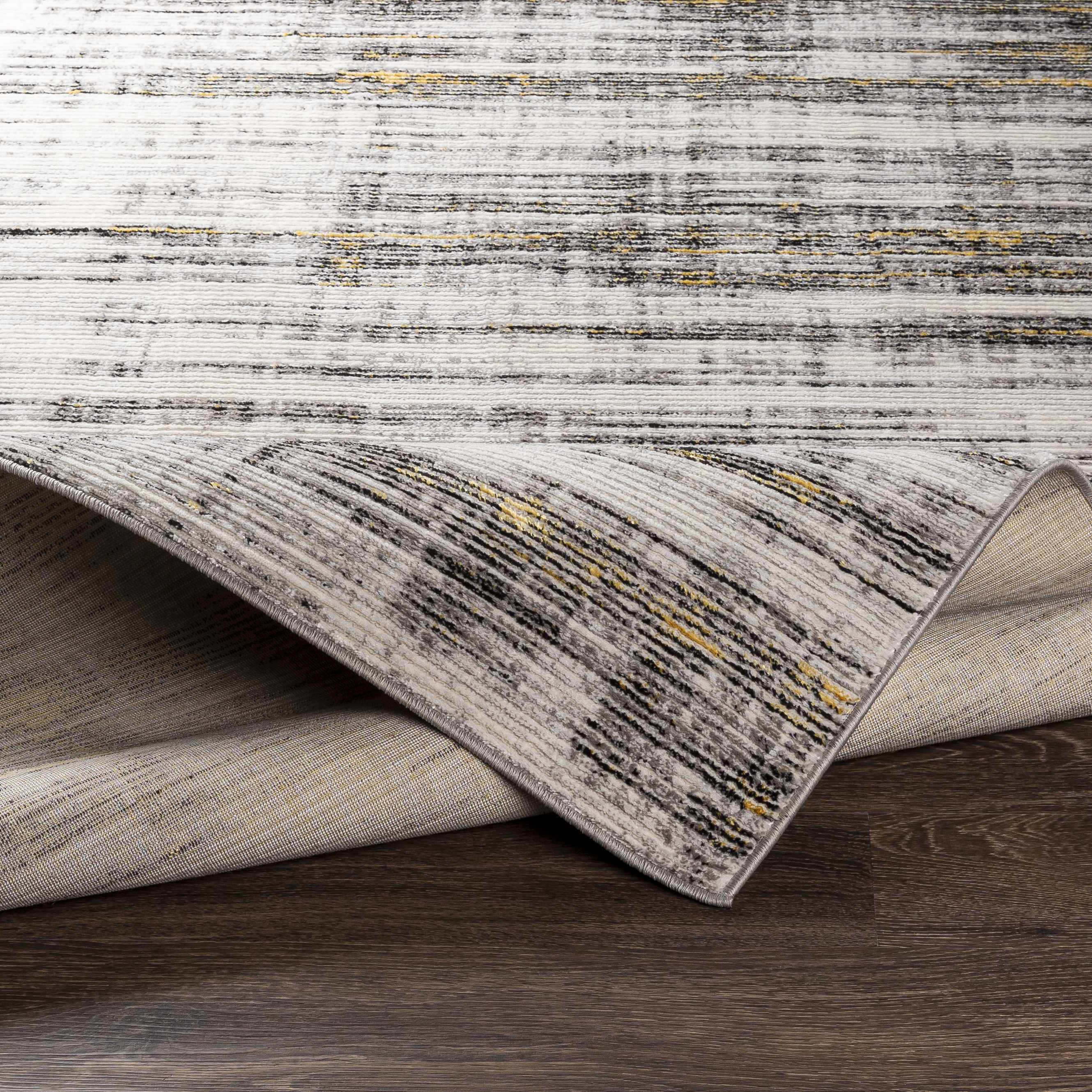 Moy Gray&Yellow Striped Area Rug - Clearance - Image 3