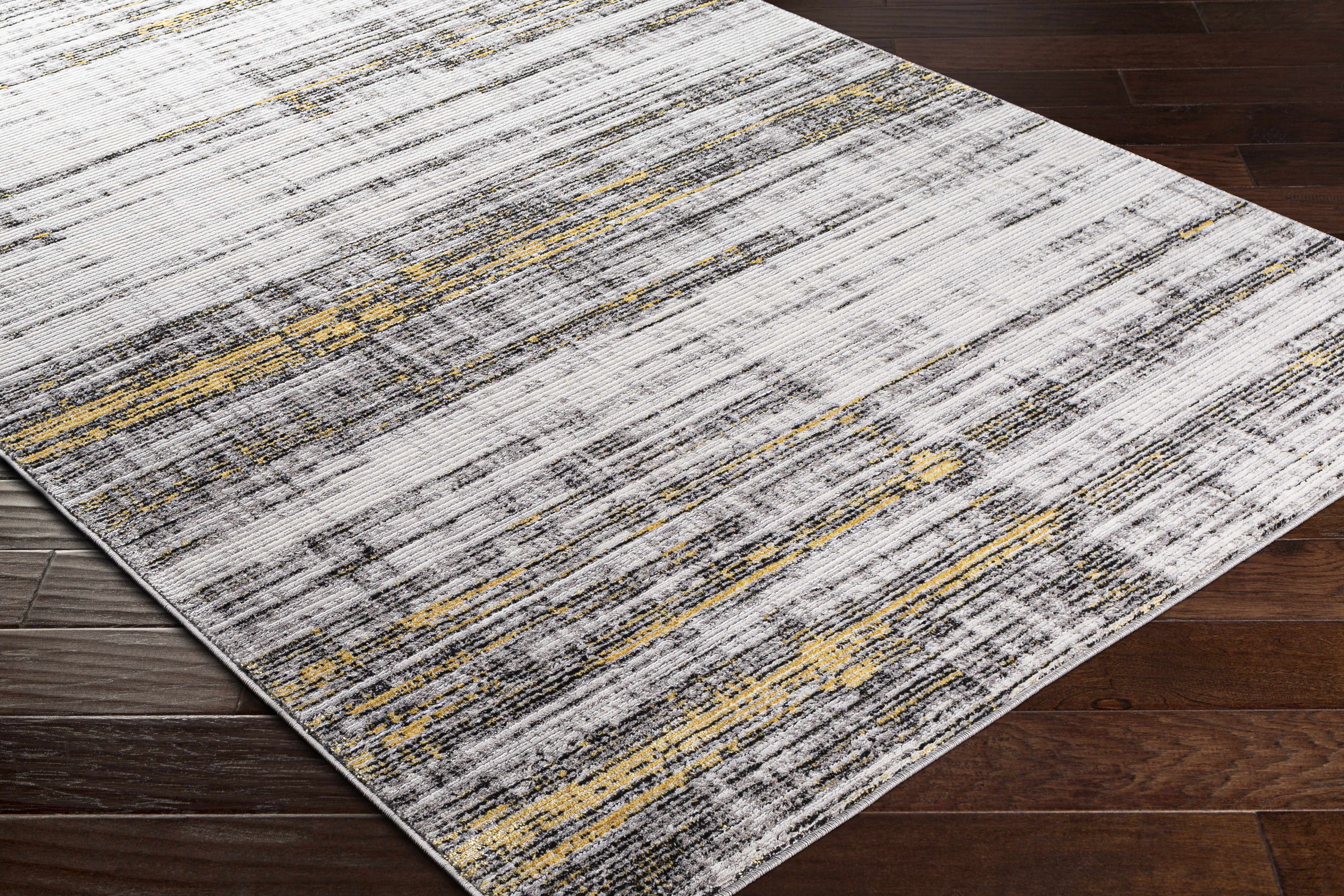 Moy Gray&Yellow Striped Area Rug - Clearance - Image 4