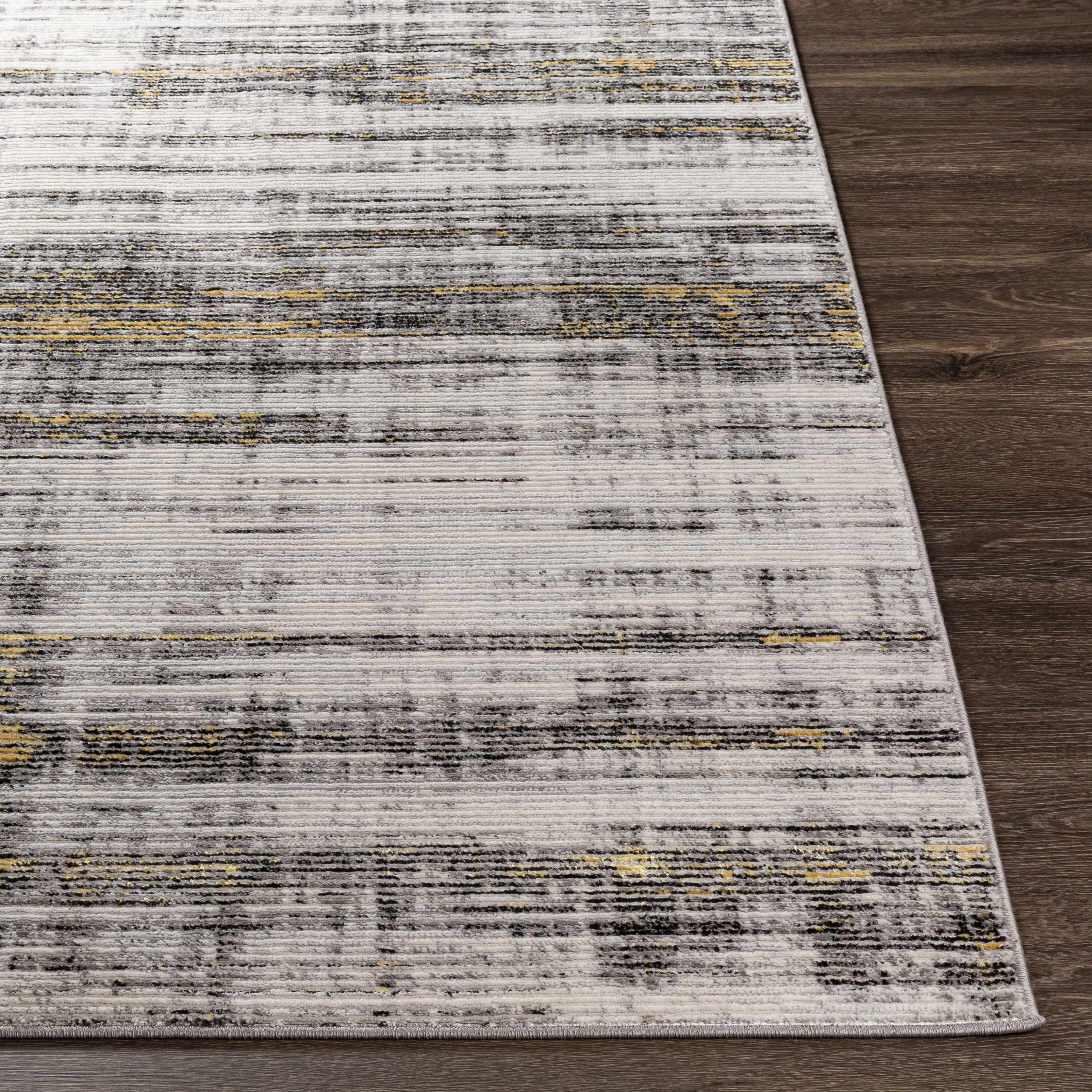 Moy Gray&Yellow Striped Area Rug - Clearance - Image 5