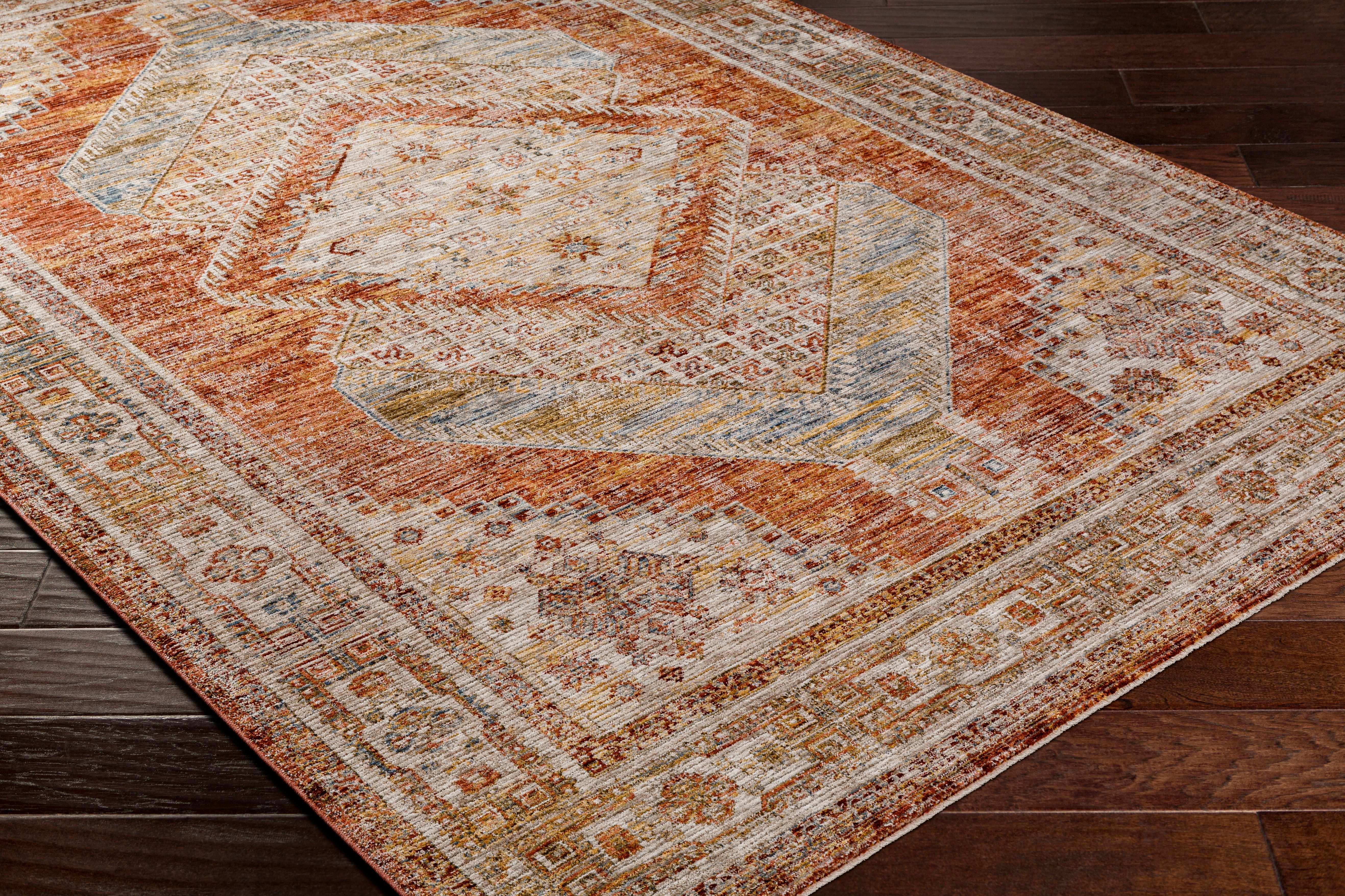 Moya Rust Rich Textured Traditional Rug - Image 6
