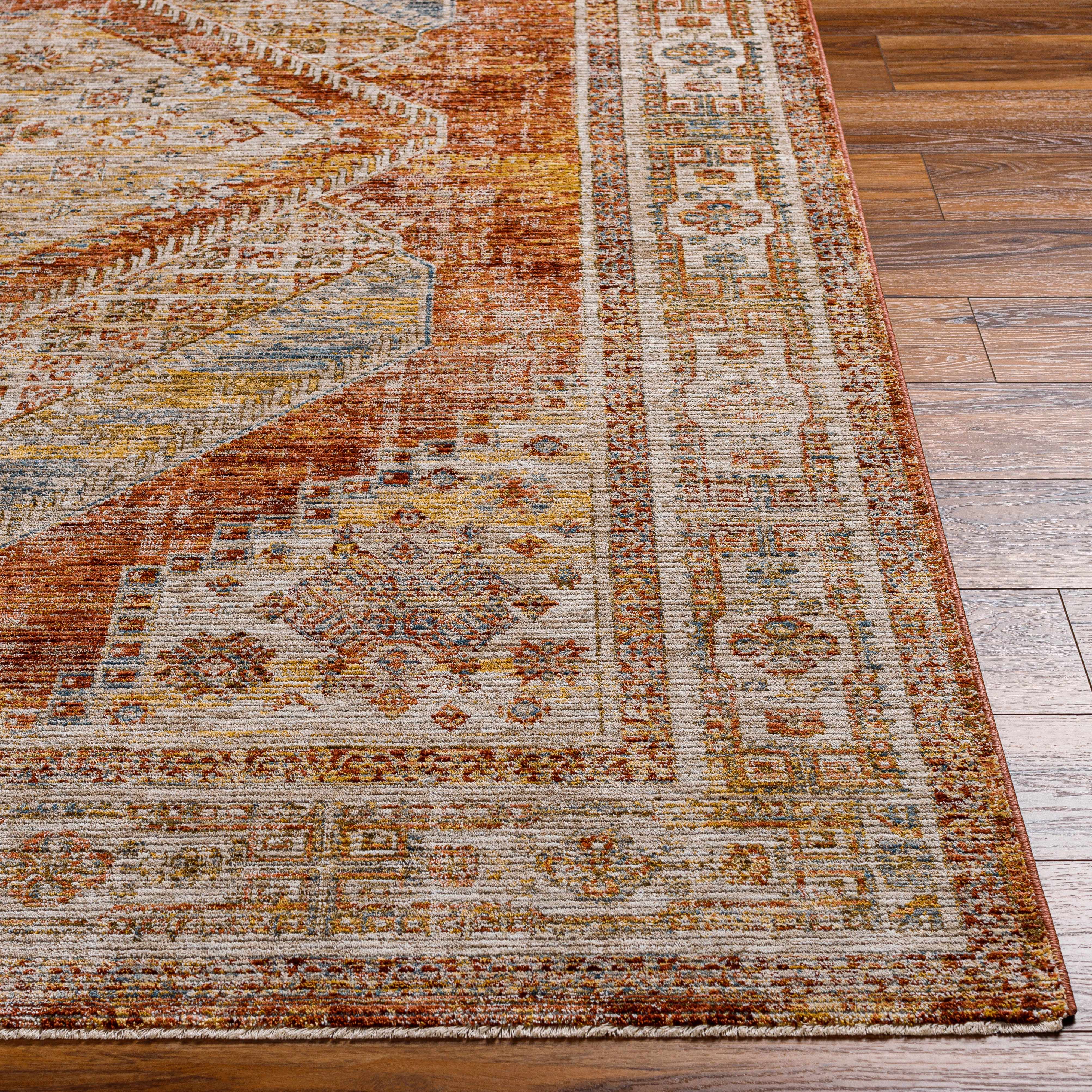 Moya Rust Rich Textured Traditional Rug - Image 7