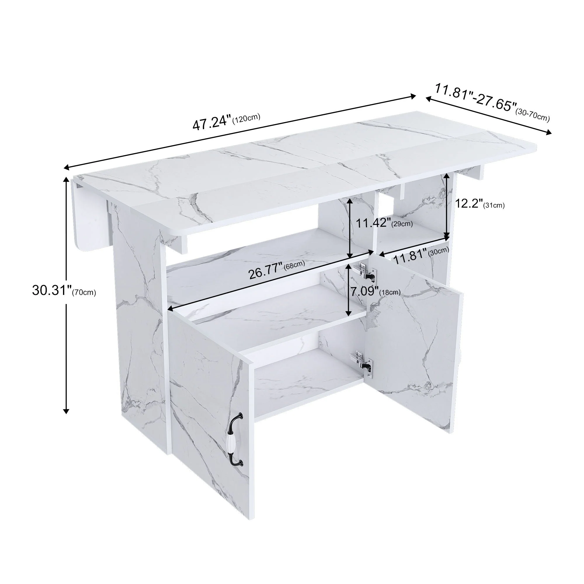 Multi Functional Folding Table With Storage Shelves And Wheels - Image 4