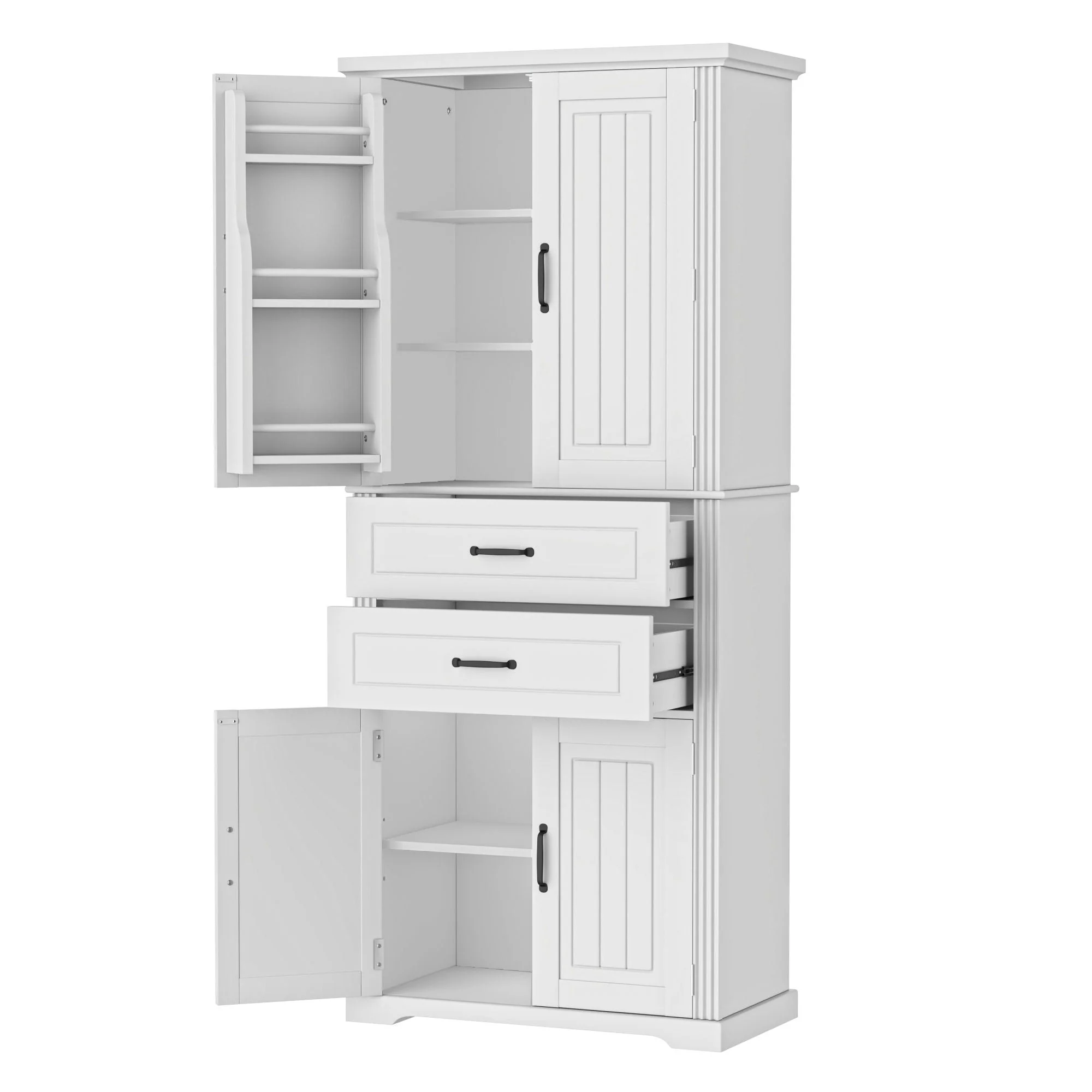 Multi Functional Storage Cabinet With Adjustable Shelves, 2 Drawers, Door Shelves - Image 3
