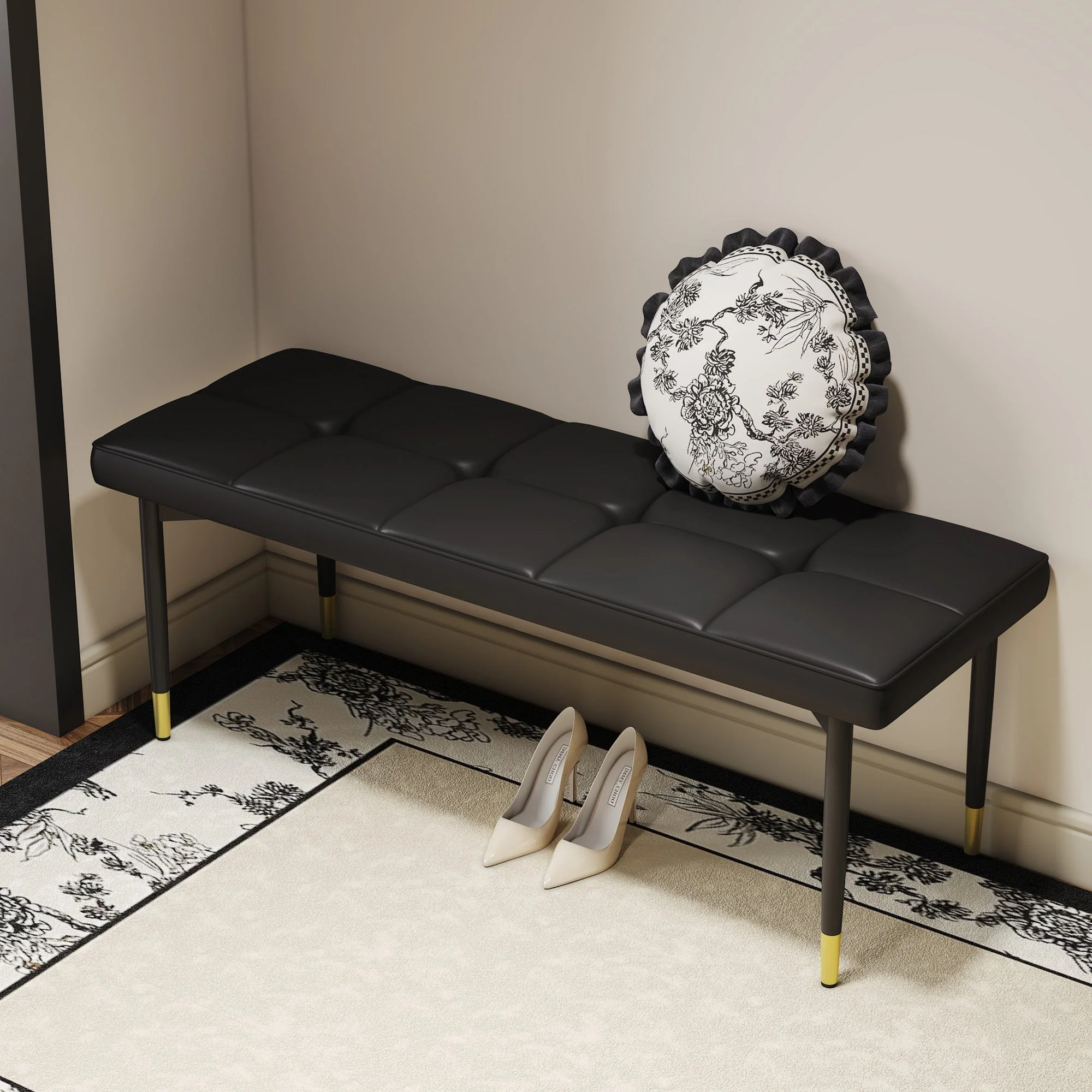 Multifunctional Black Shoe Bench - Image 3
