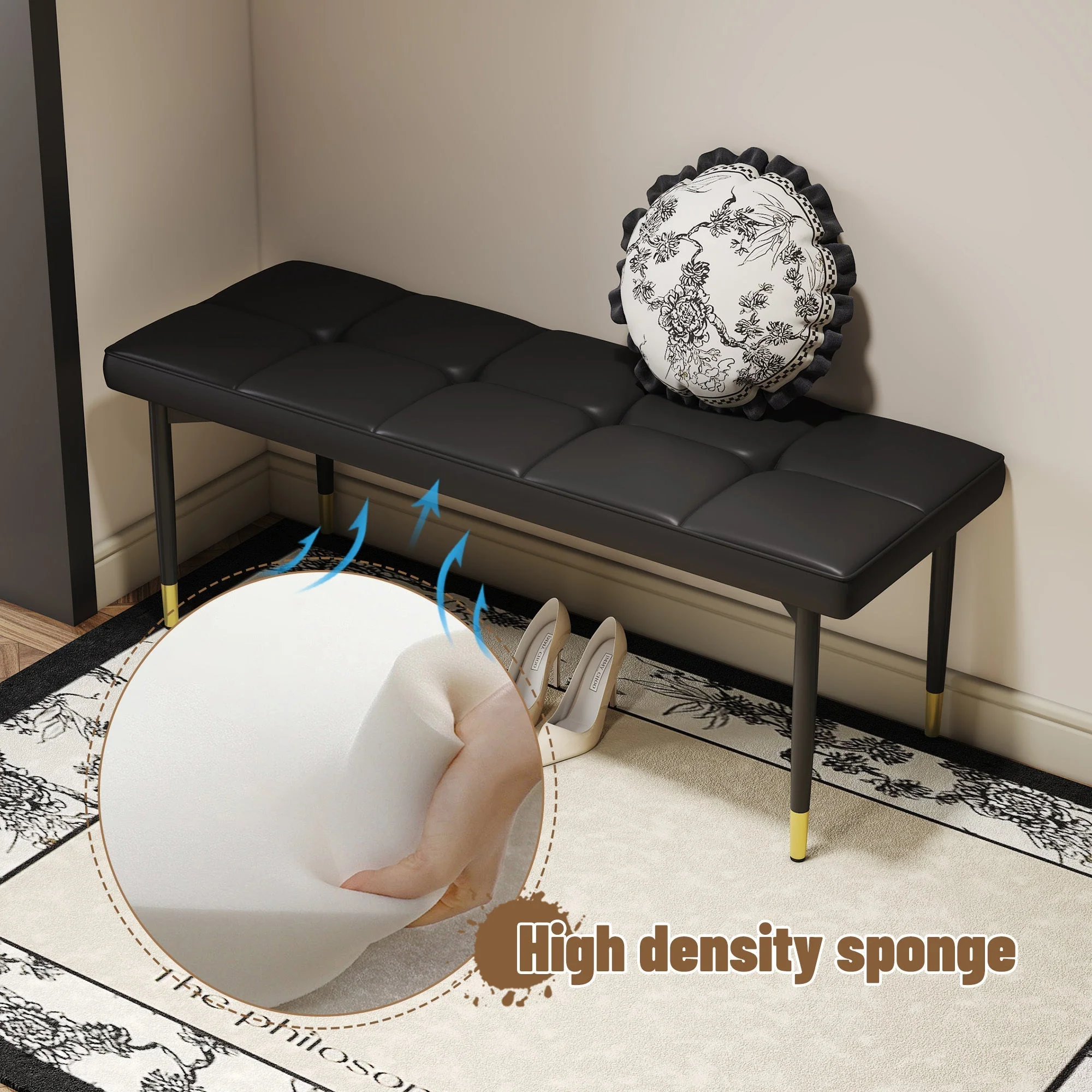 Multifunctional Black Shoe Bench - Image 6