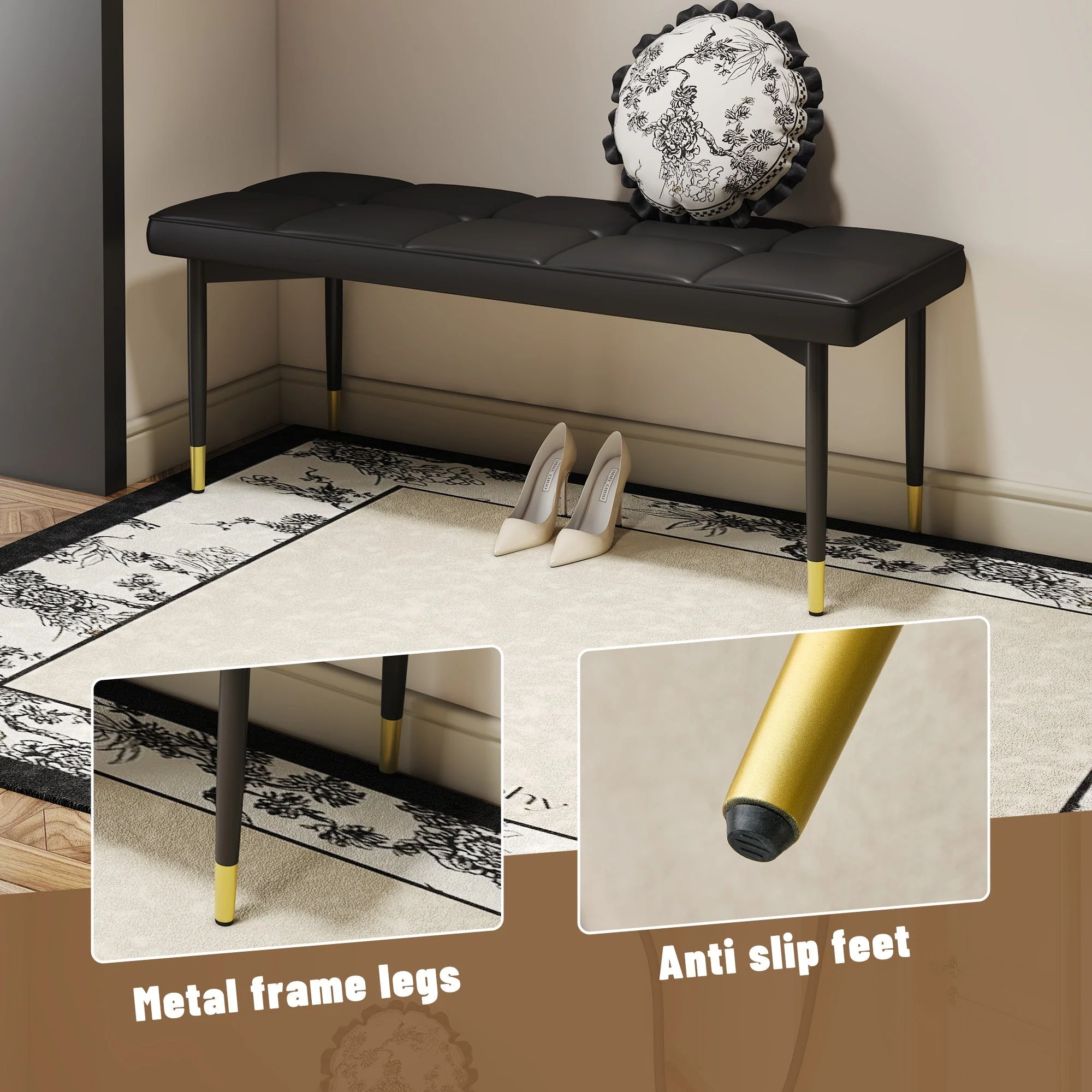 Multifunctional Black Shoe Bench - Image 7