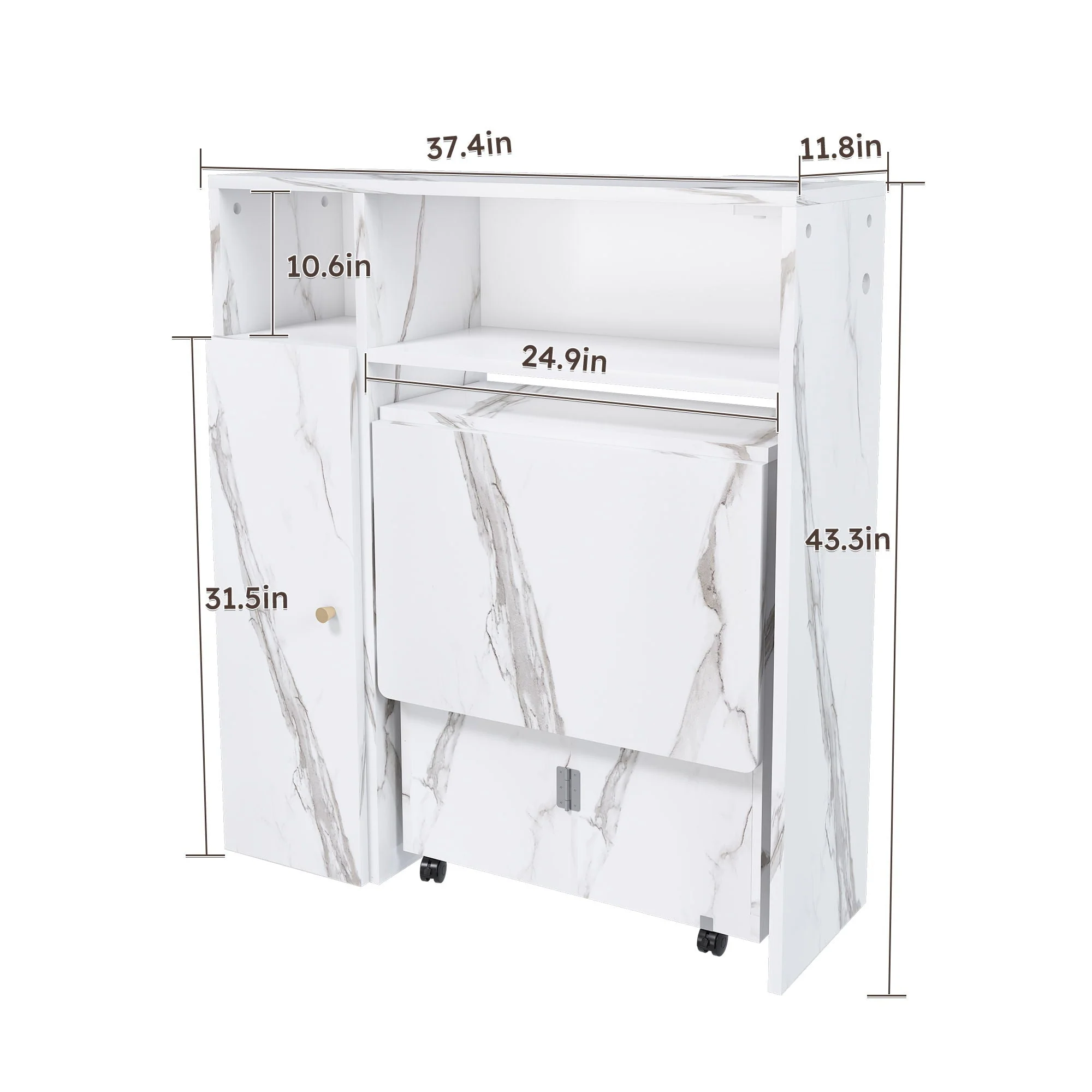 Multifunctional Folding Dining Table With Wall-Mounted Sideboard & Storage - Image 4