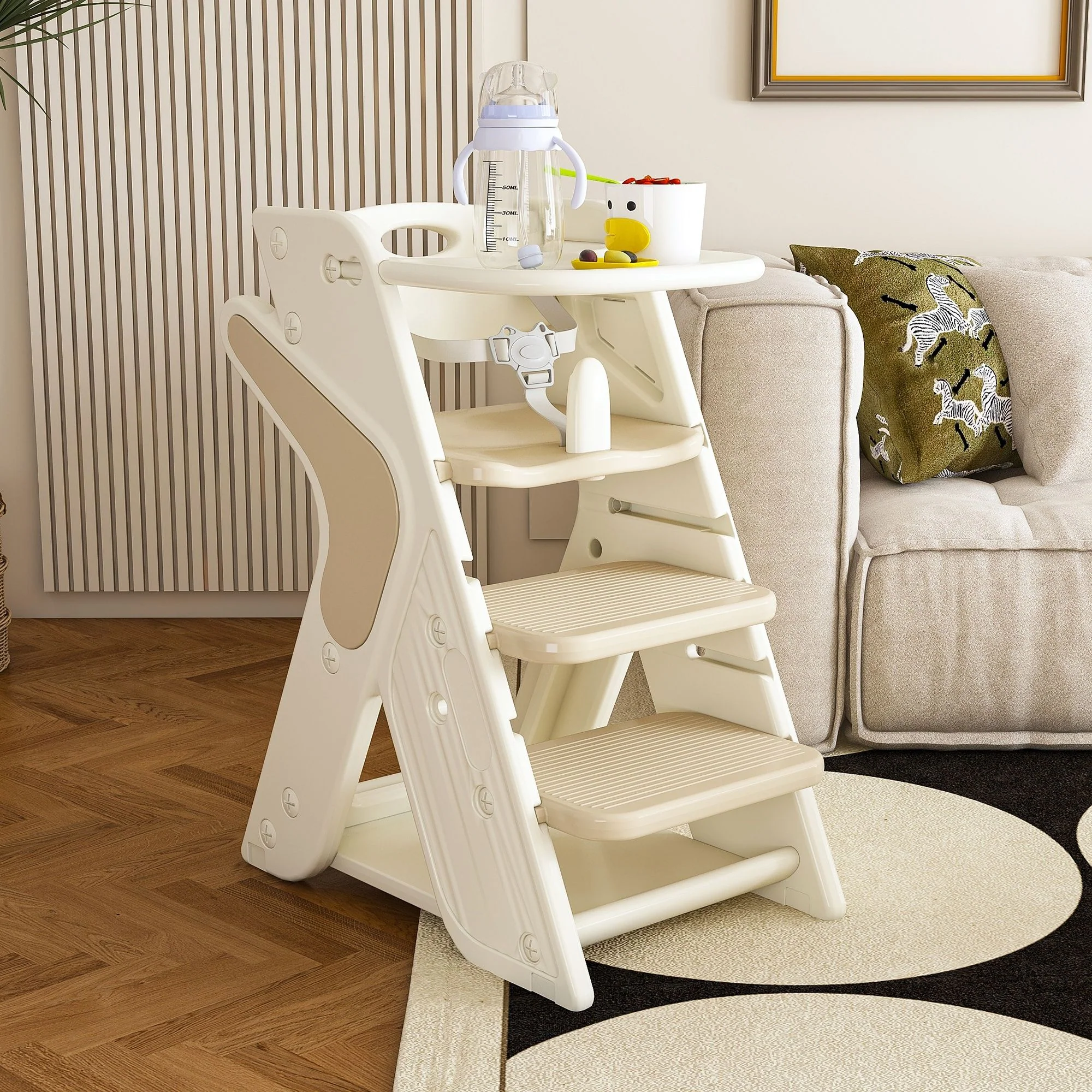 Multifunctional Growing Up Dining Chair With Adjustable Height And 5 Point Seat Belts - Image 10