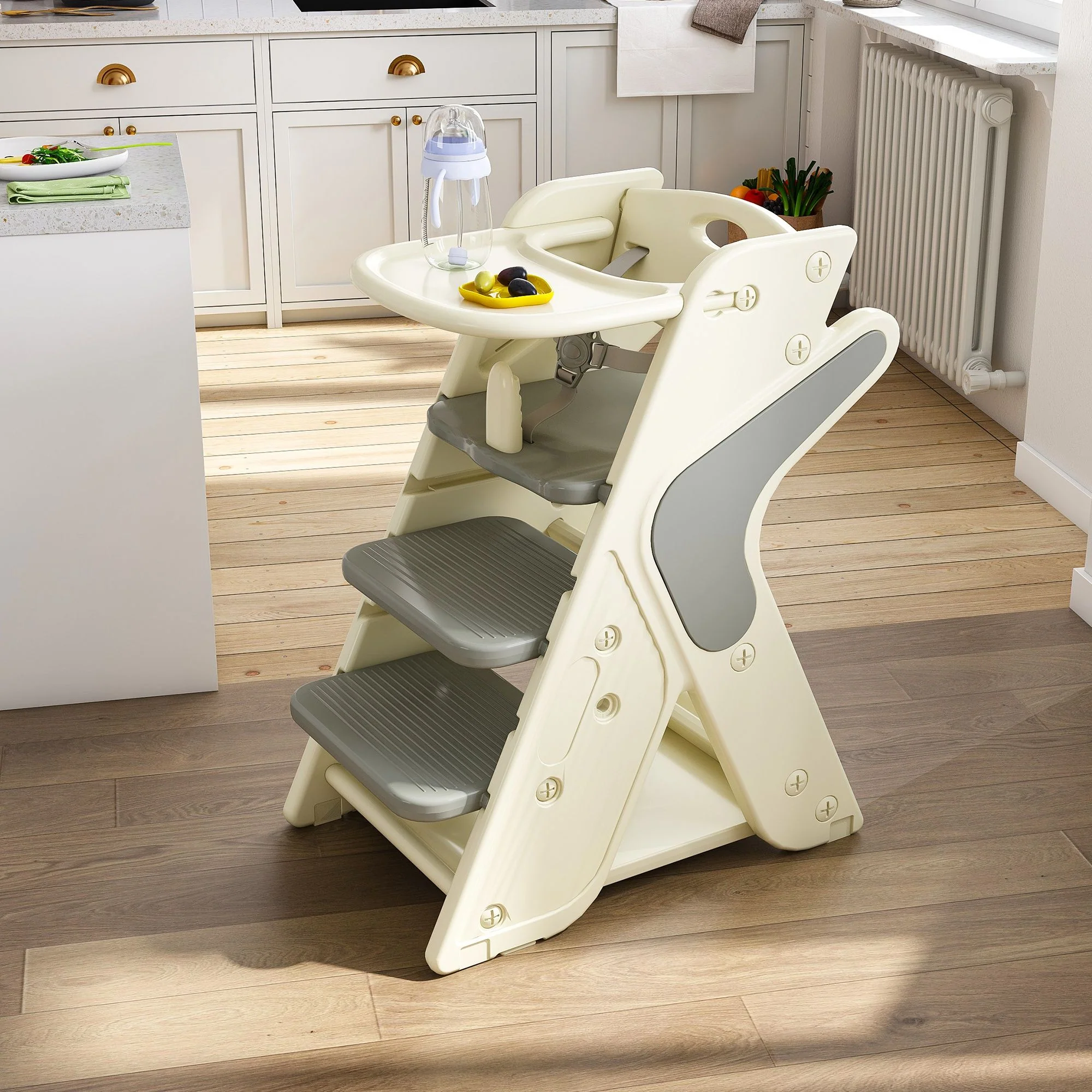 Multifunctional Growing Up Dining Chair With Adjustable Height And 5 Point Seat Belts - Image 4