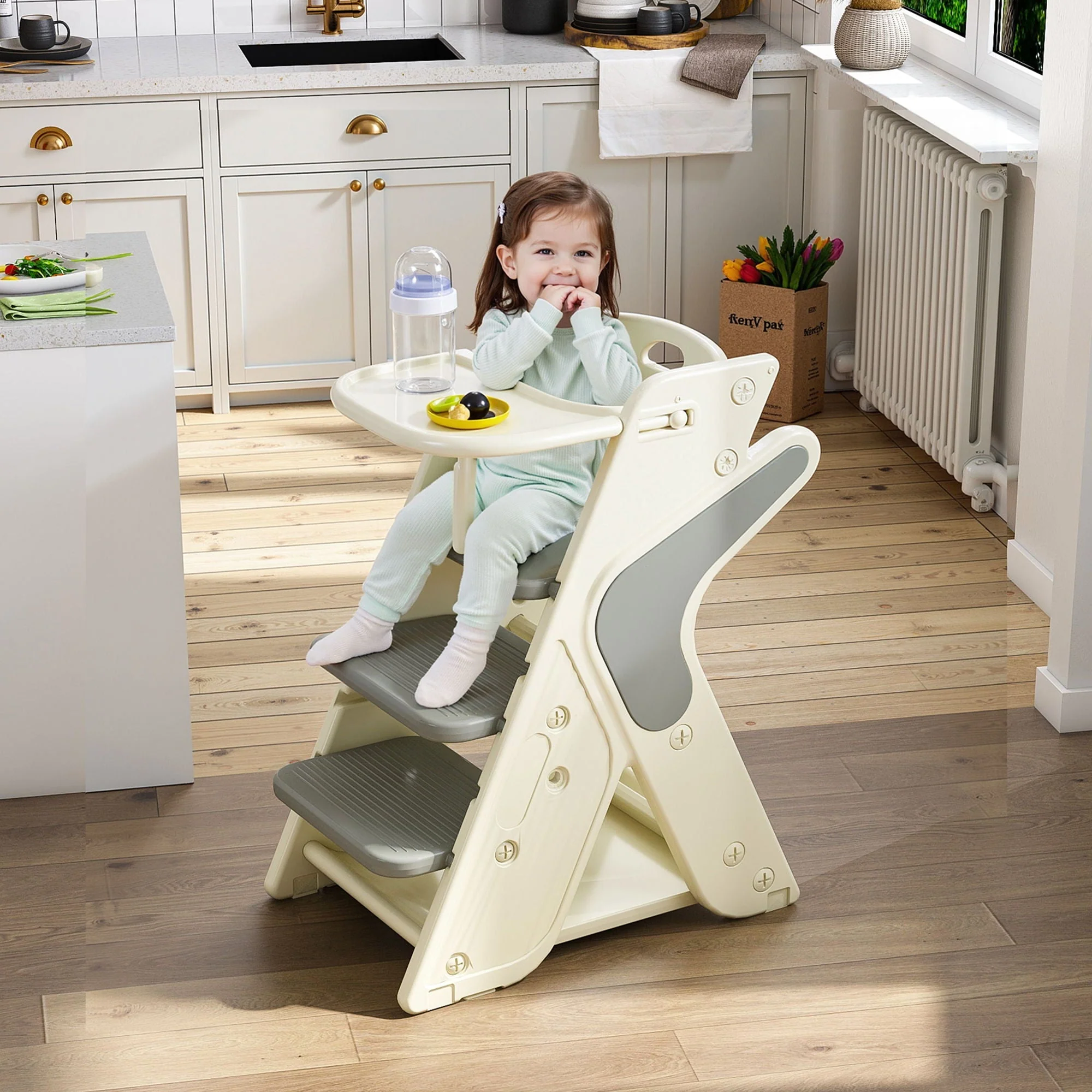 Multifunctional Growing Up Dining Chair With Adjustable Height And 5 Point Seat Belts - Image 6