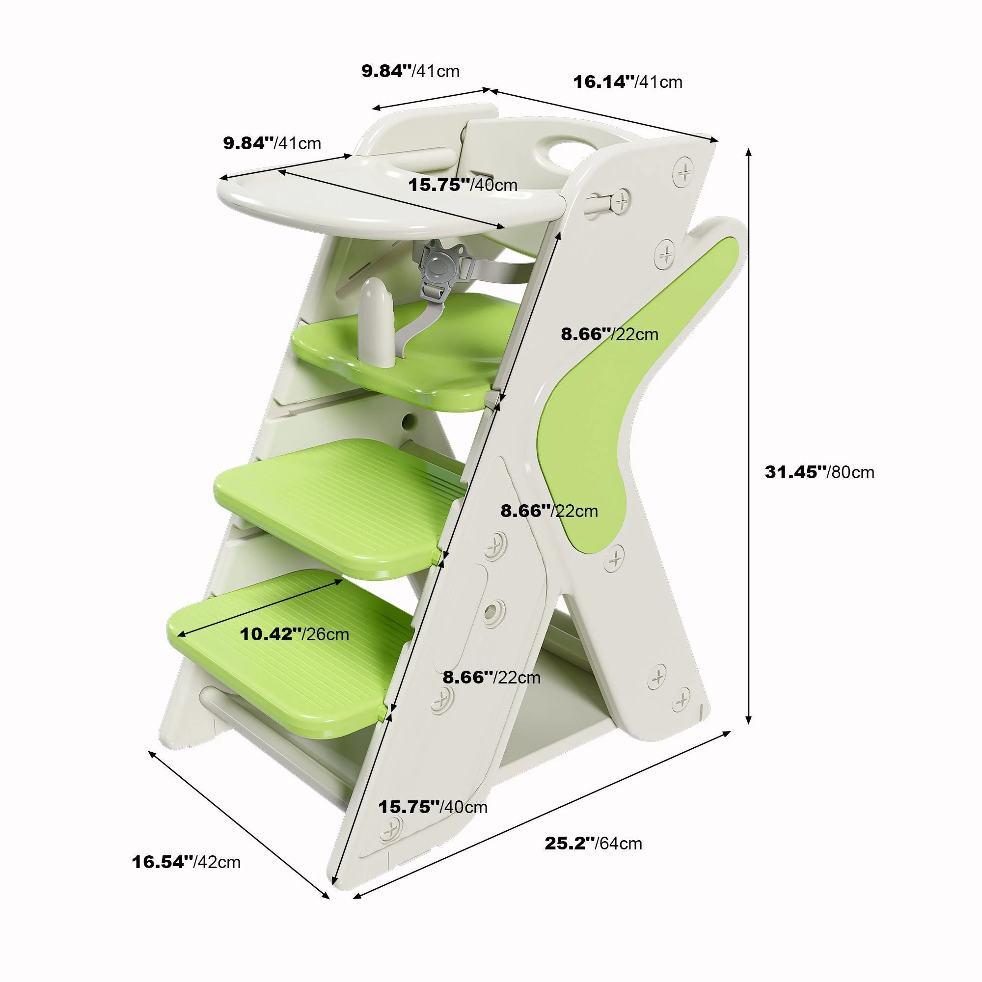 Multifunctional Growing Up Dining Chair With Adjustable Height And 5 Point Seat Belts - Image 7