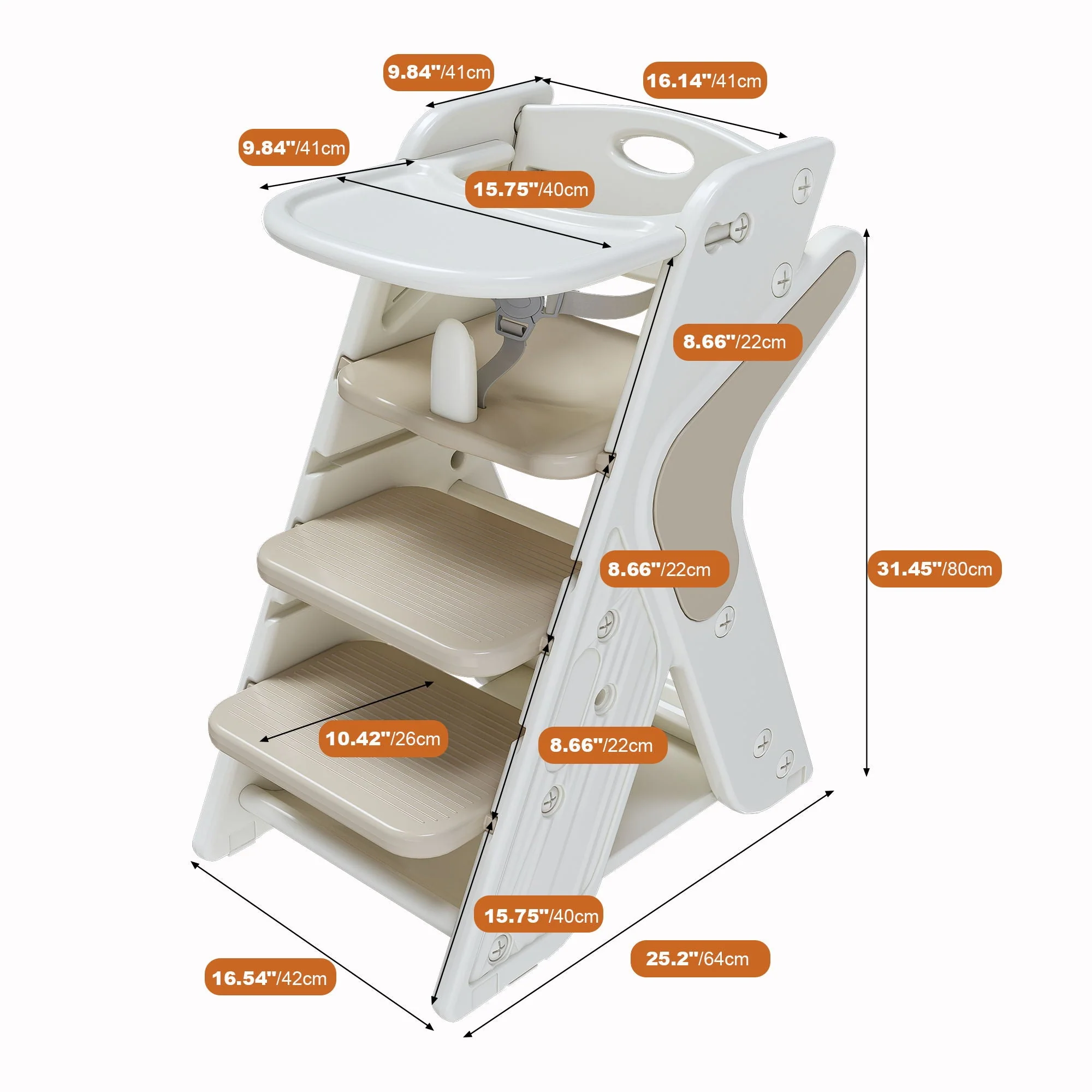 Multifunctional Growing Up Dining Chair With Adjustable Height And 5 Point Seat Belts - Image 8