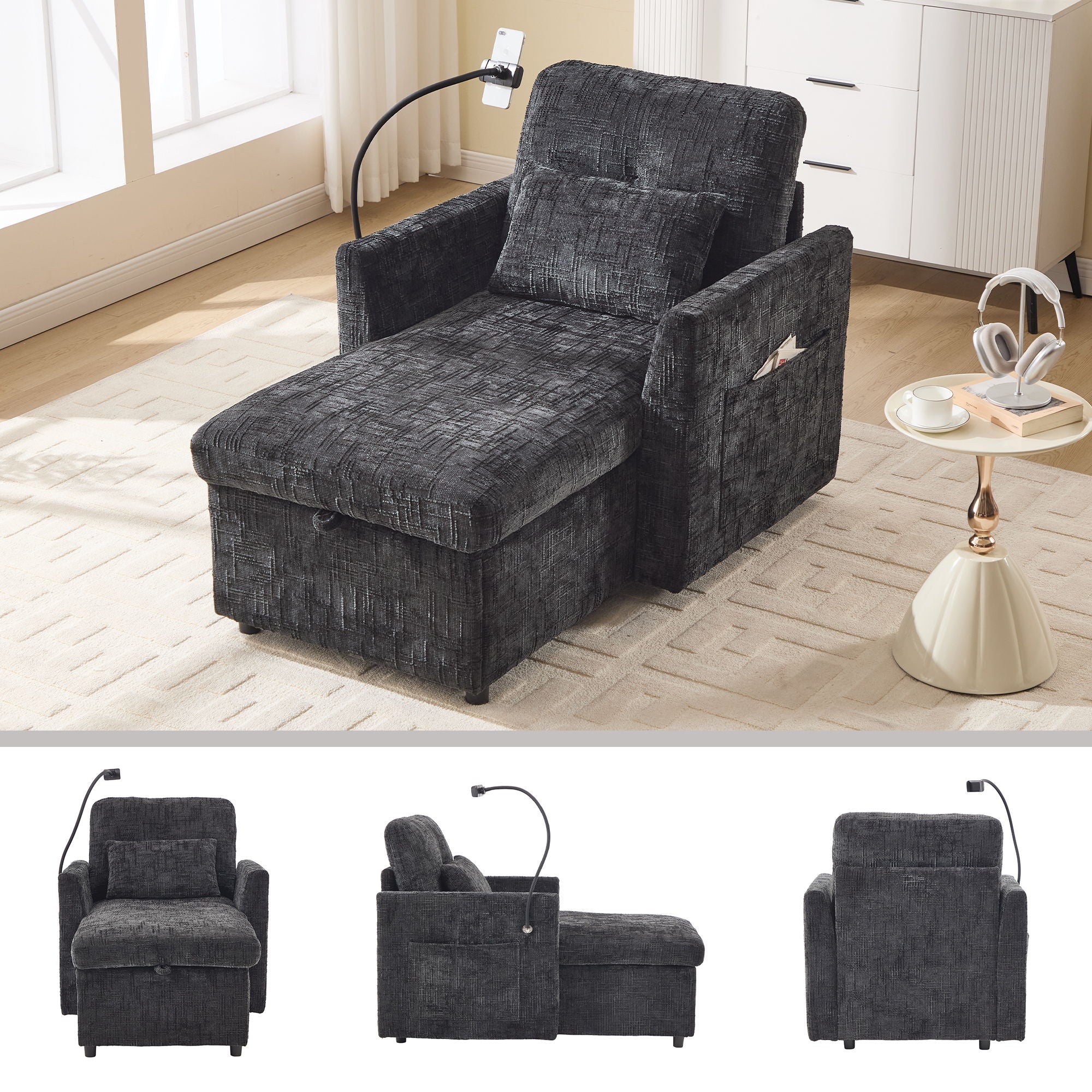 Multifunctional Recliner Sofa With Storage And Phone Bracket - Image 10