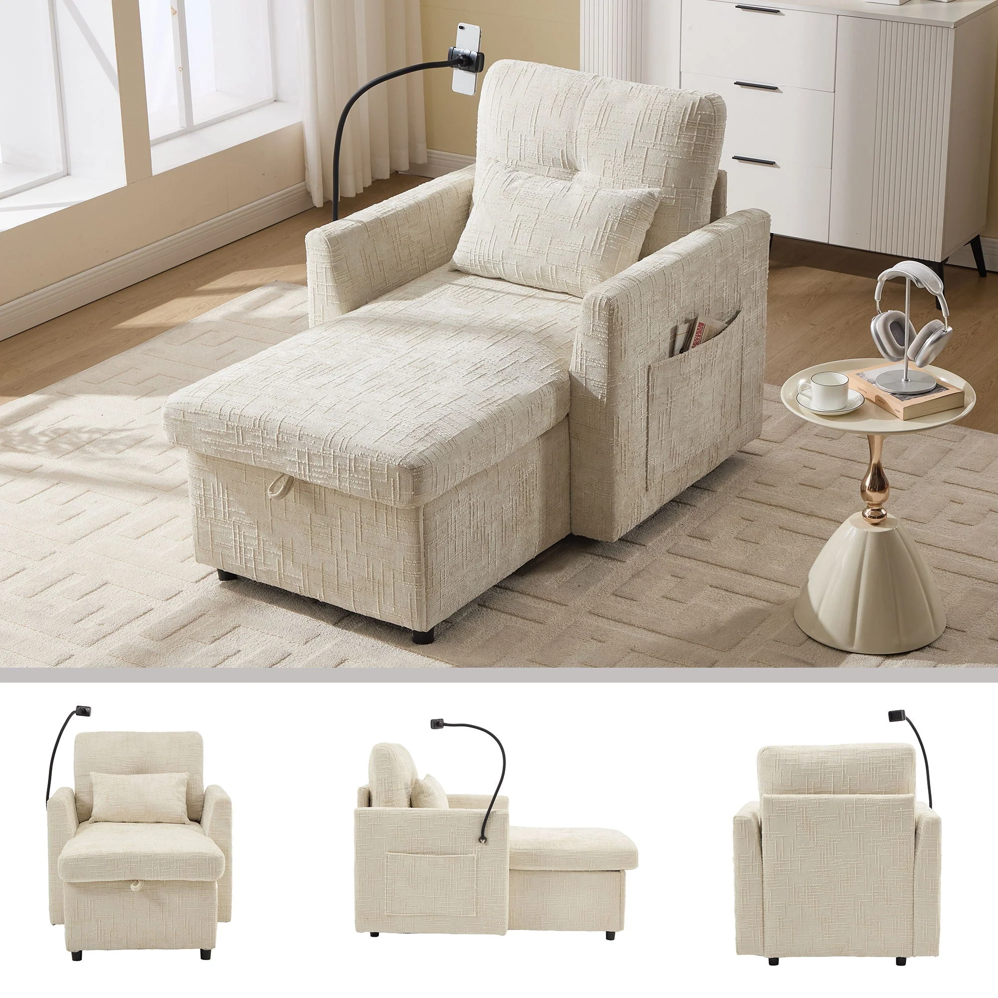 Multifunctional Recliner Sofa With Storage And Phone Bracket - Image 12