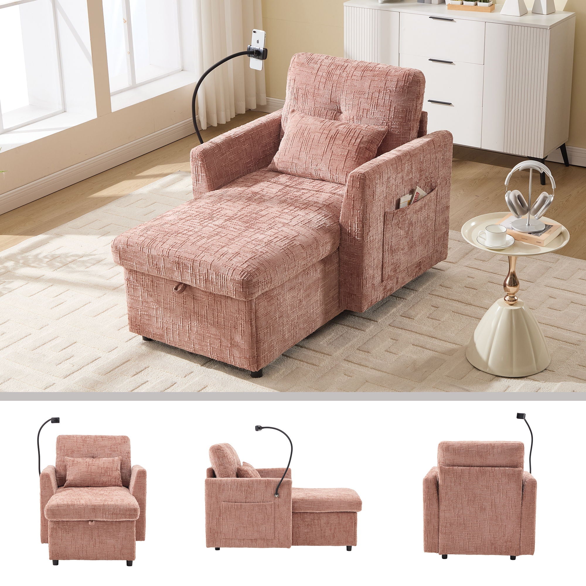 Multifunctional Recliner Sofa With Storage And Phone Bracket - Image 15