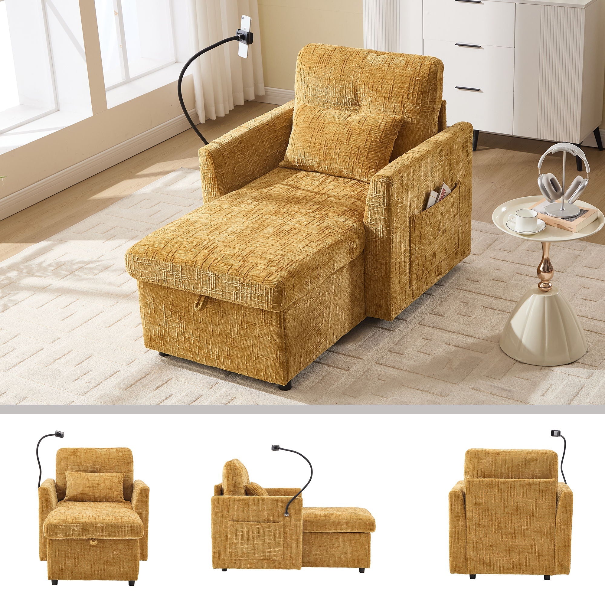 Multifunctional Recliner Sofa With Storage And Phone Bracket - Image 16