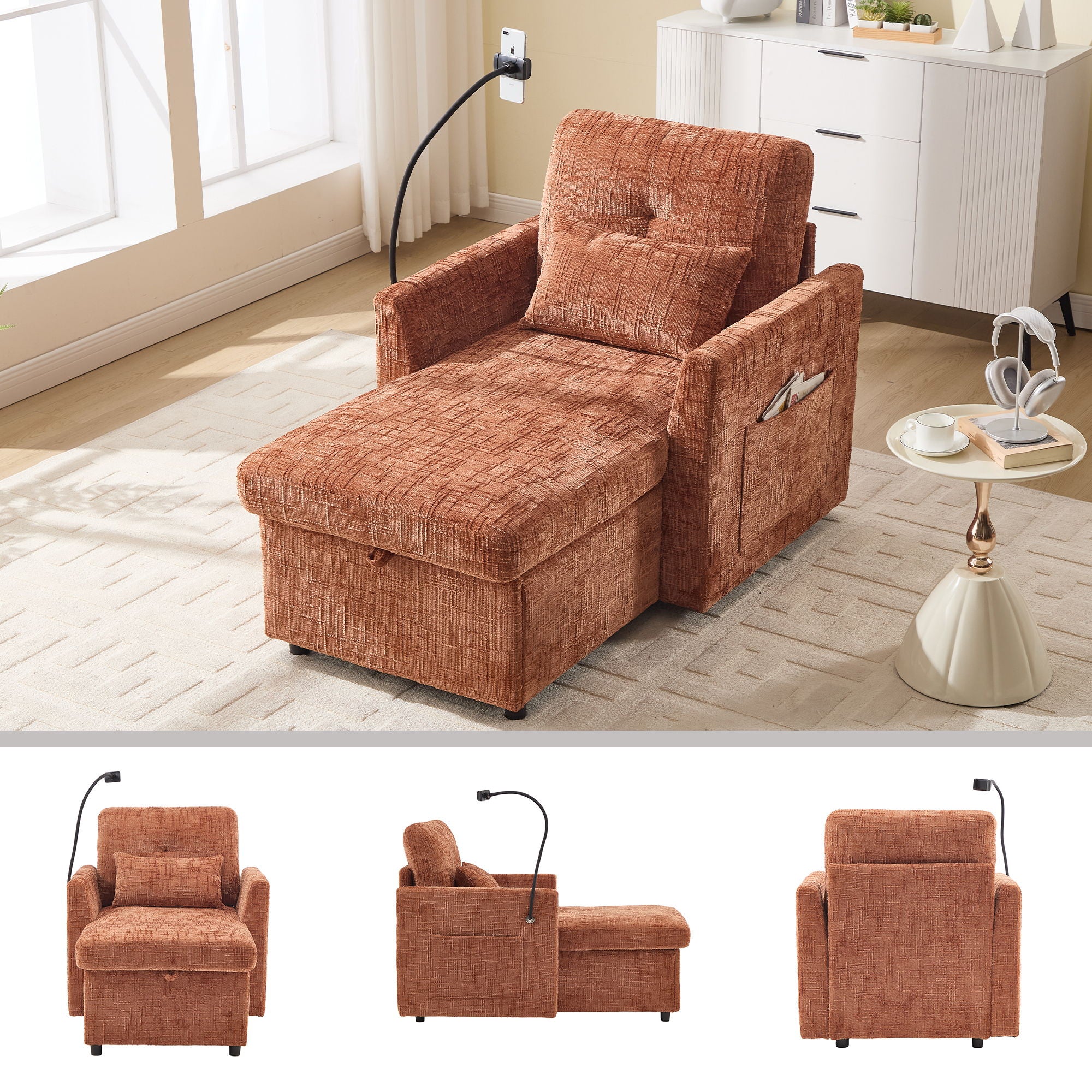Multifunctional Recliner Sofa With Storage And Phone Bracket - Image 18