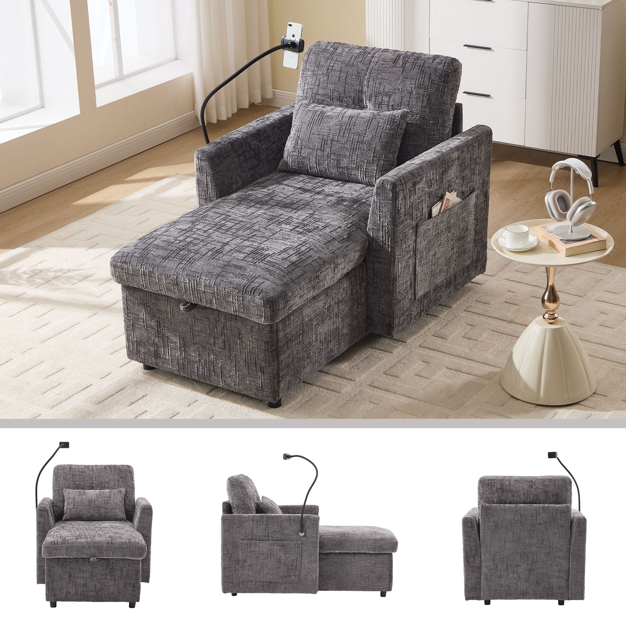 Multifunctional Recliner Sofa With Storage And Phone Bracket - Image 25