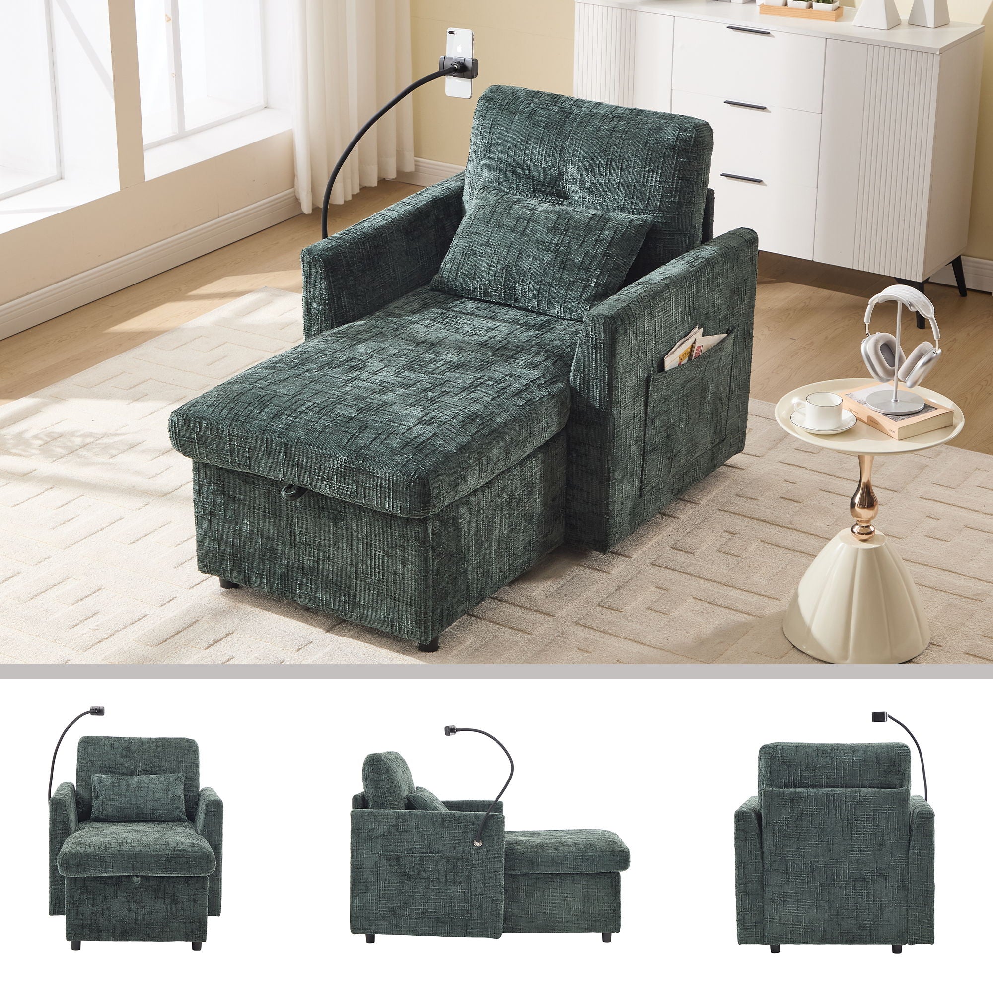 Multifunctional Recliner Sofa With Storage And Phone Bracket - Image 27