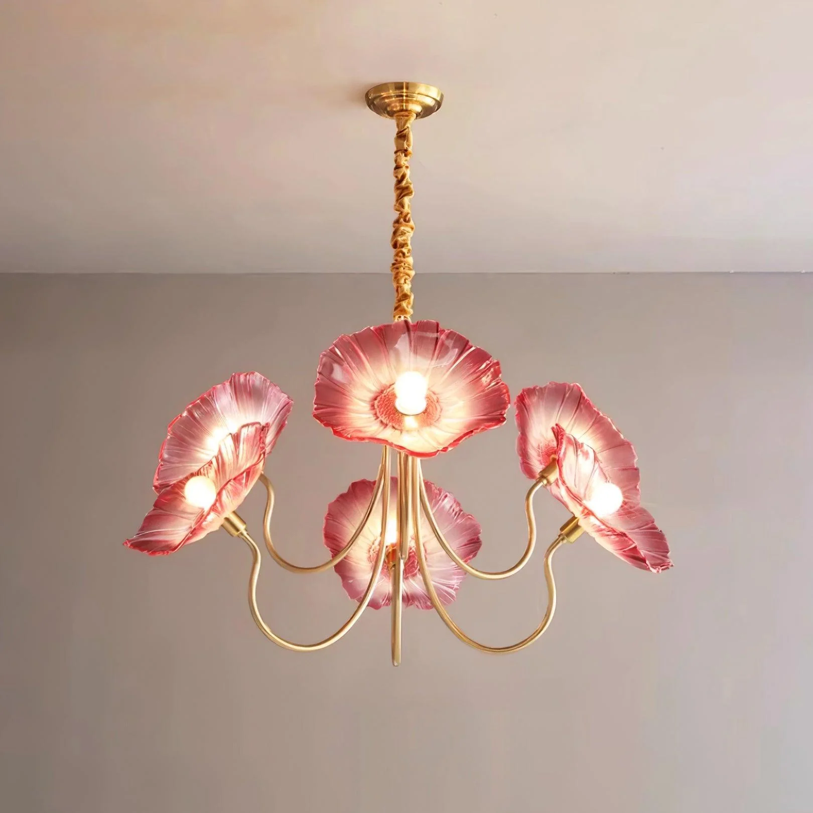 Murano Glass Flowers Chandelier Frosted Leaf Ceiling Light - Image 11
