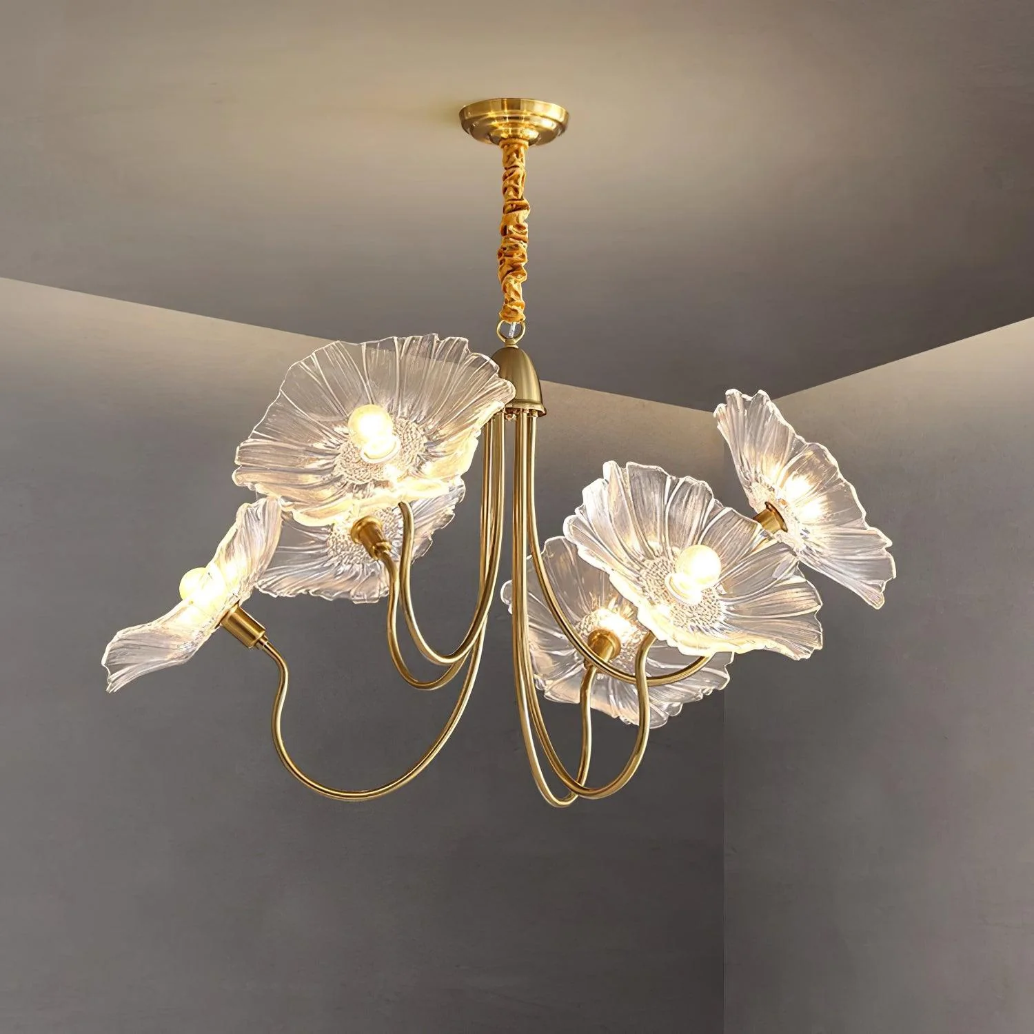 Murano Glass Flowers Chandelier Frosted Leaf Ceiling Light - Image 12