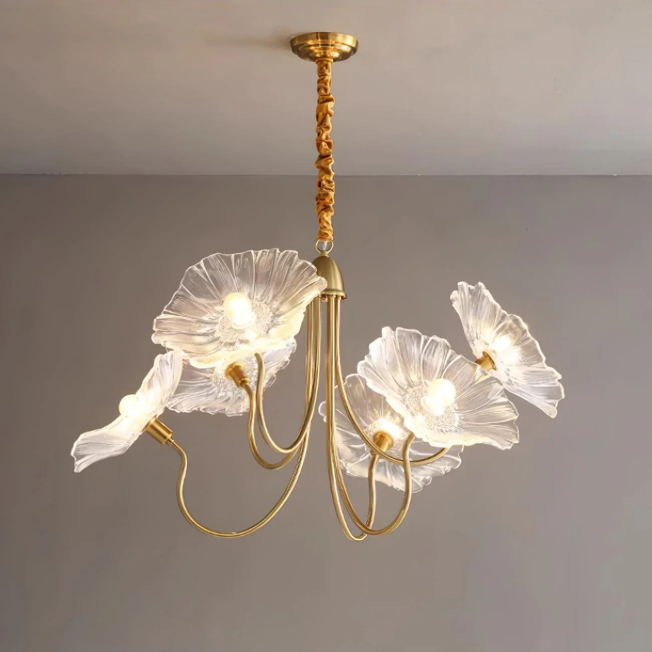 Murano Glass Flowers Chandelier Frosted Leaf Ceiling Light - Image 13