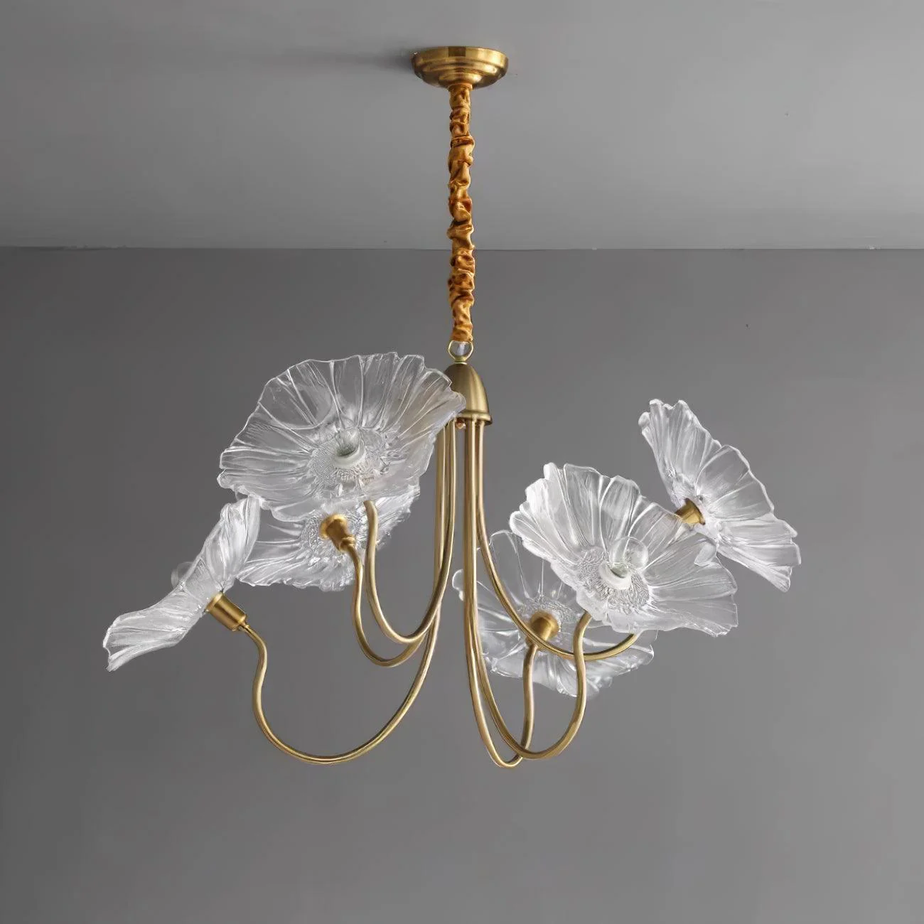 Murano Glass Flowers Chandelier Frosted Leaf Ceiling Light - Image 14