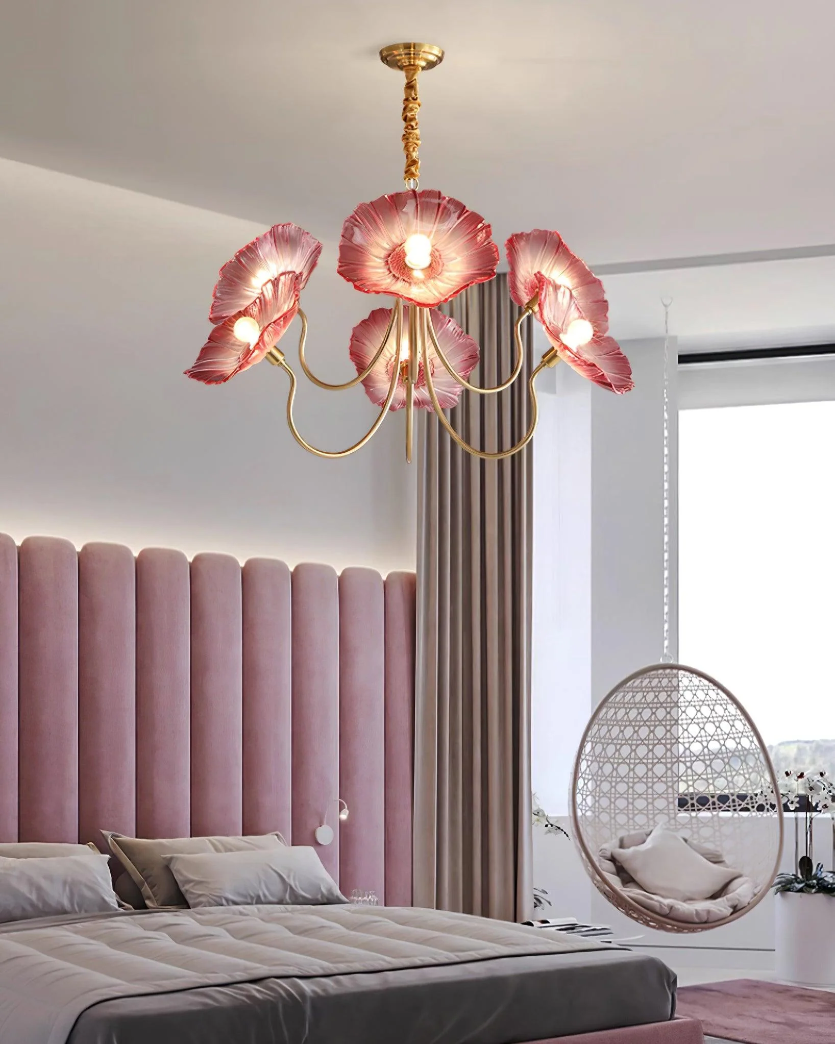 Murano Glass Flowers Chandelier Frosted Leaf Ceiling Light - Image 15
